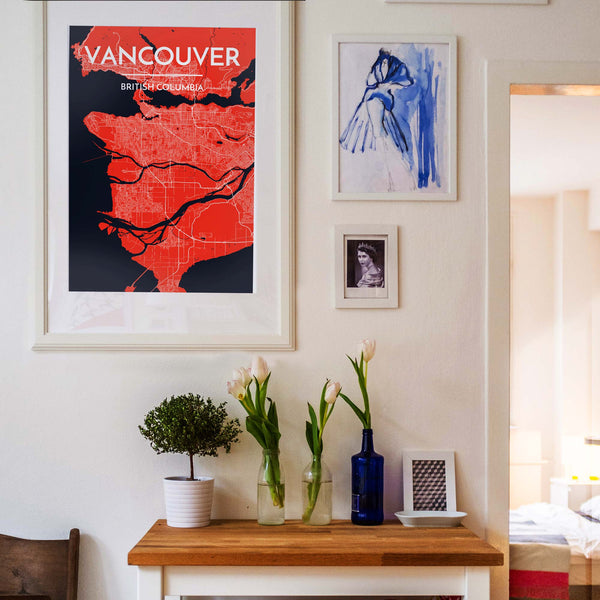 Vancouver city map art print