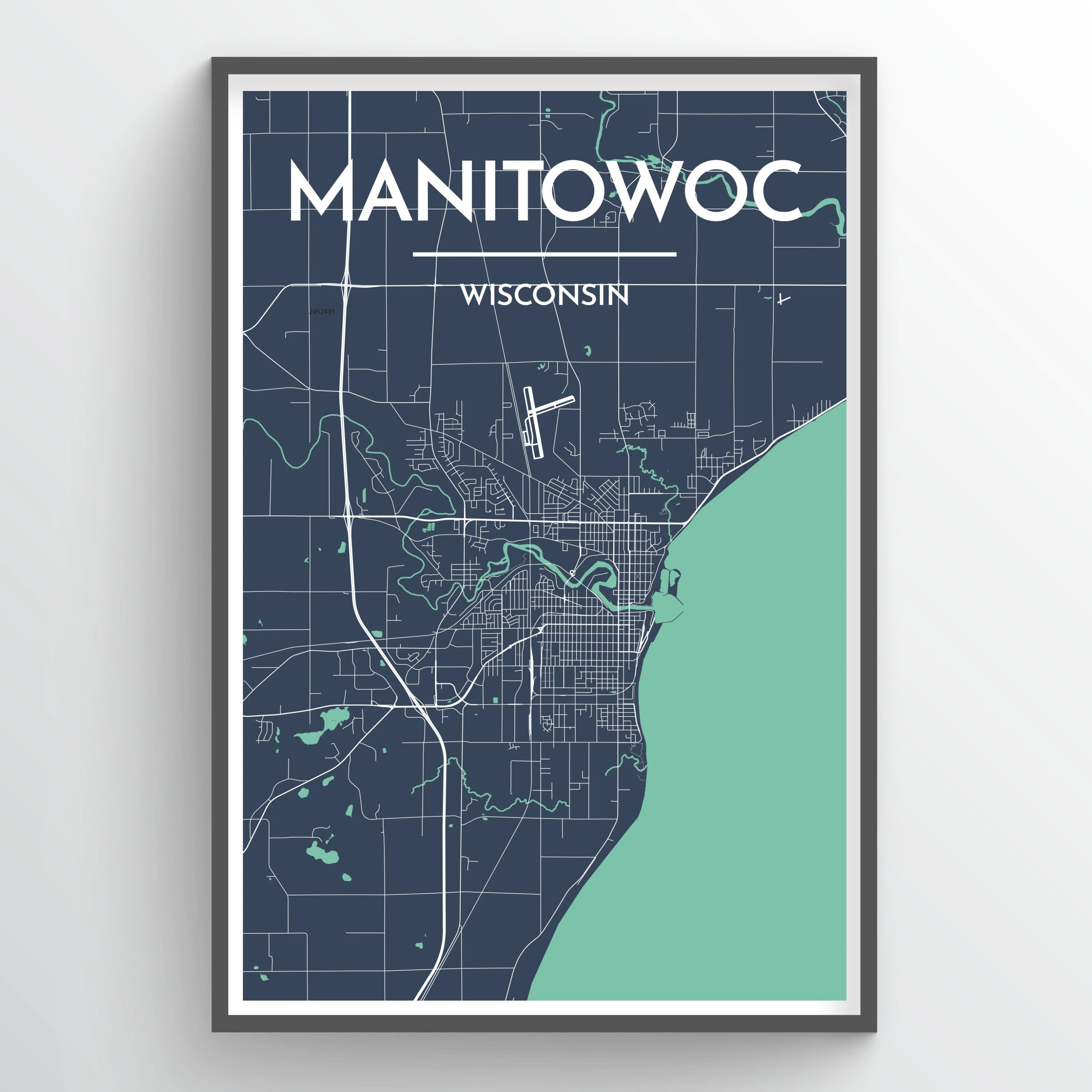  Manitowoc City Map Print