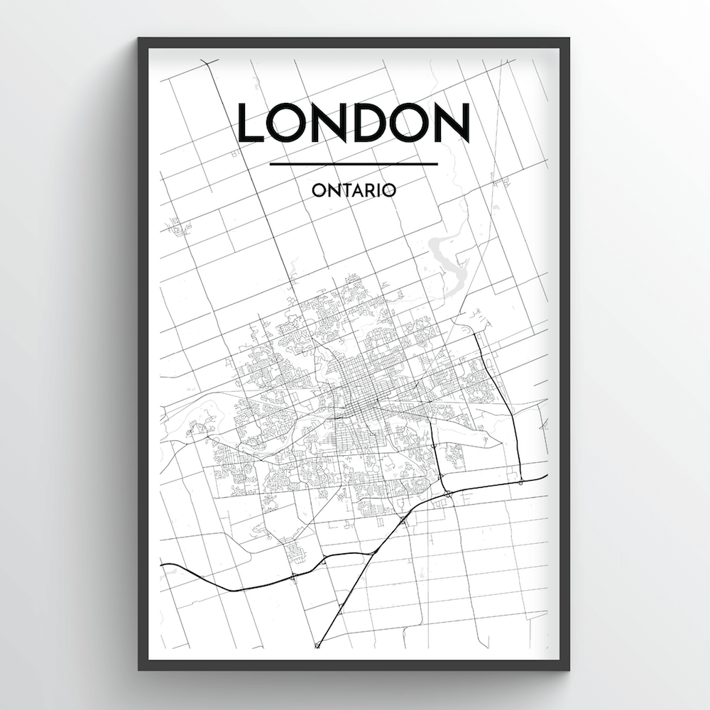 London Ontario City Map London Ontario Map Art - City Map Prints - Point Two Design