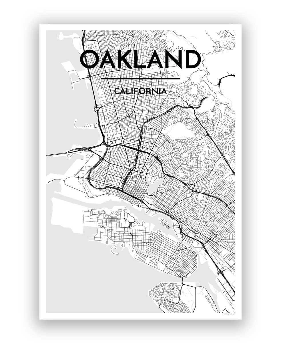 Oakland City Map Art Prints - High Quality Custom Made Art - Point Two ...