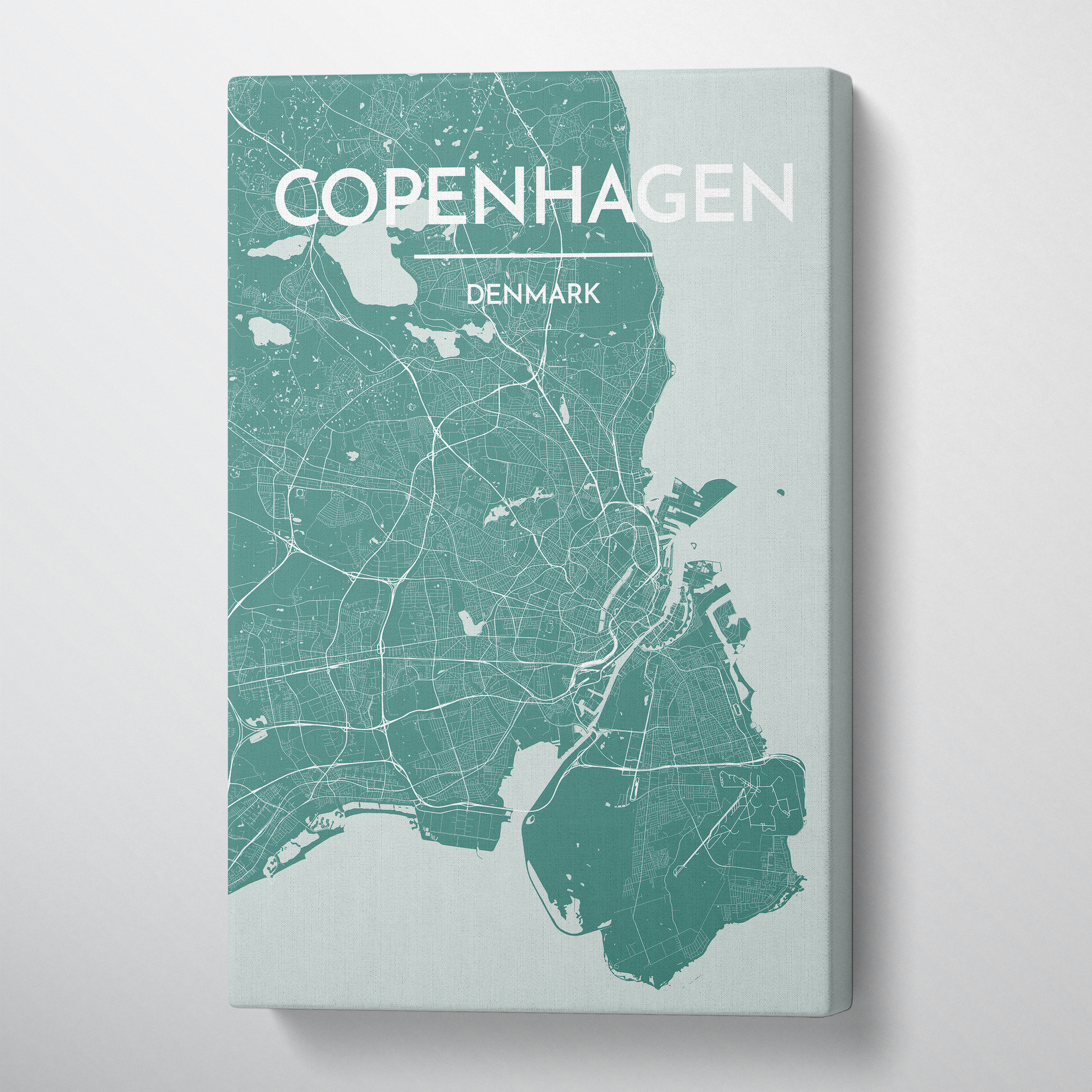 Copenhagen City Map Canvas Wrap High Quality Custom Made Art Point Two Design