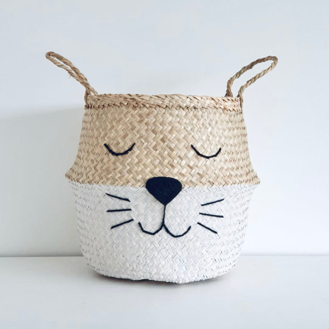 Bellybambino White Bottom Cat Whiskers Basket - Large