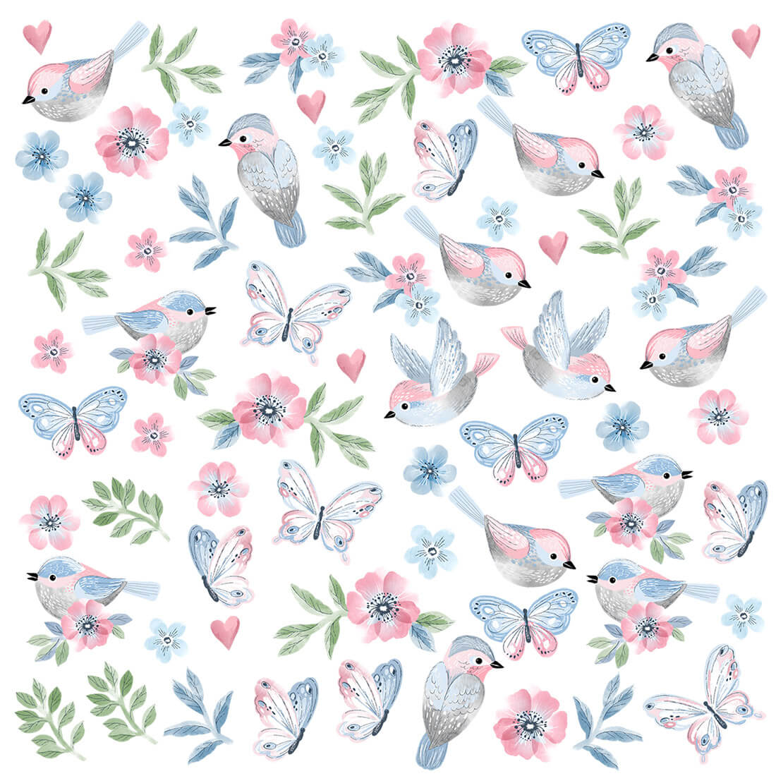 pastelowe love Wall Stickers | Pink Birds