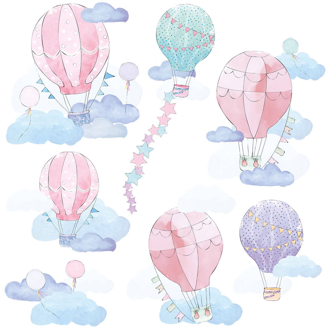 pastelowe love Wall Stickers | Pink Balloons