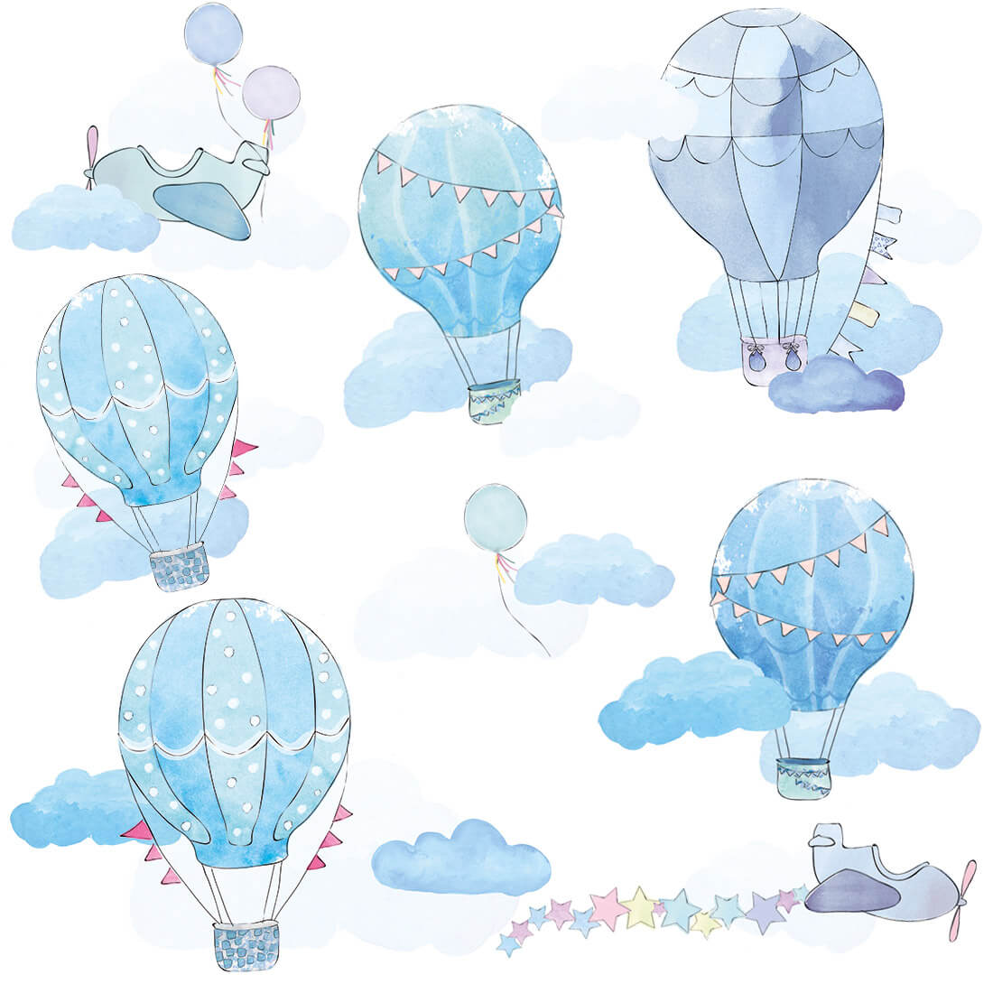 pastelowe love Wall Stickers | Blue Balloons