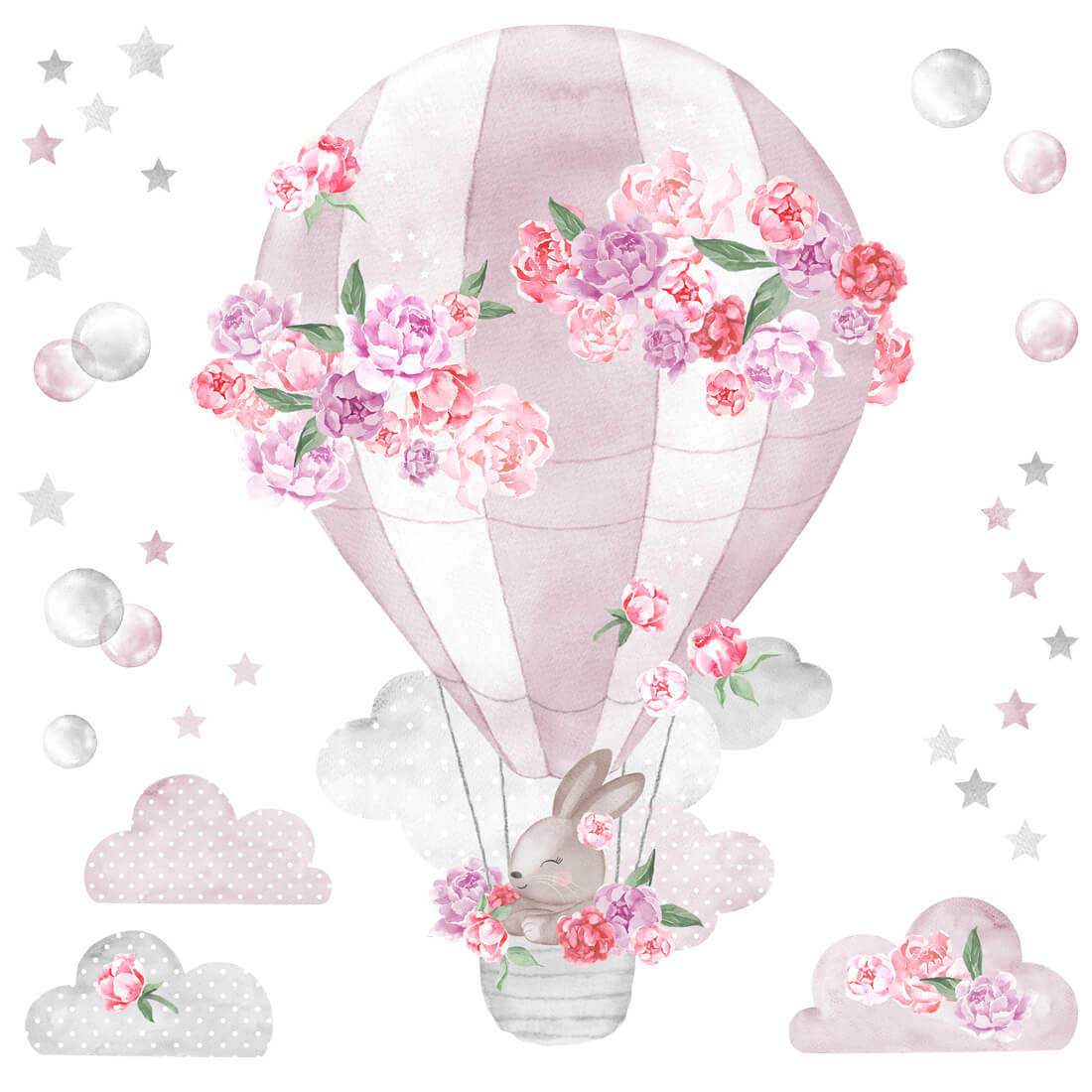 pastelowe love Wall Sticker | Hot Air Balloon Pink