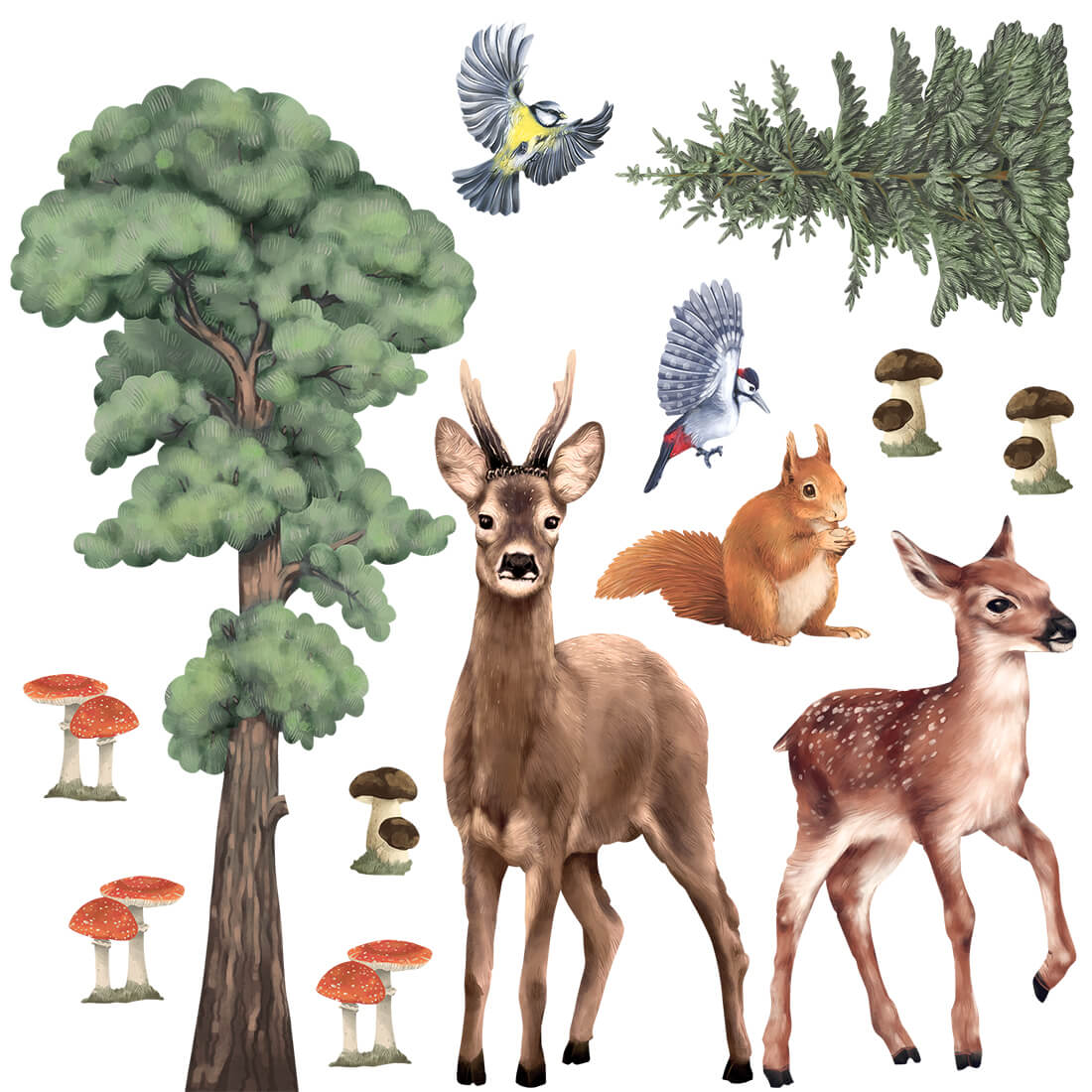 pastelowe love Wall Sticker | Forest Animals II