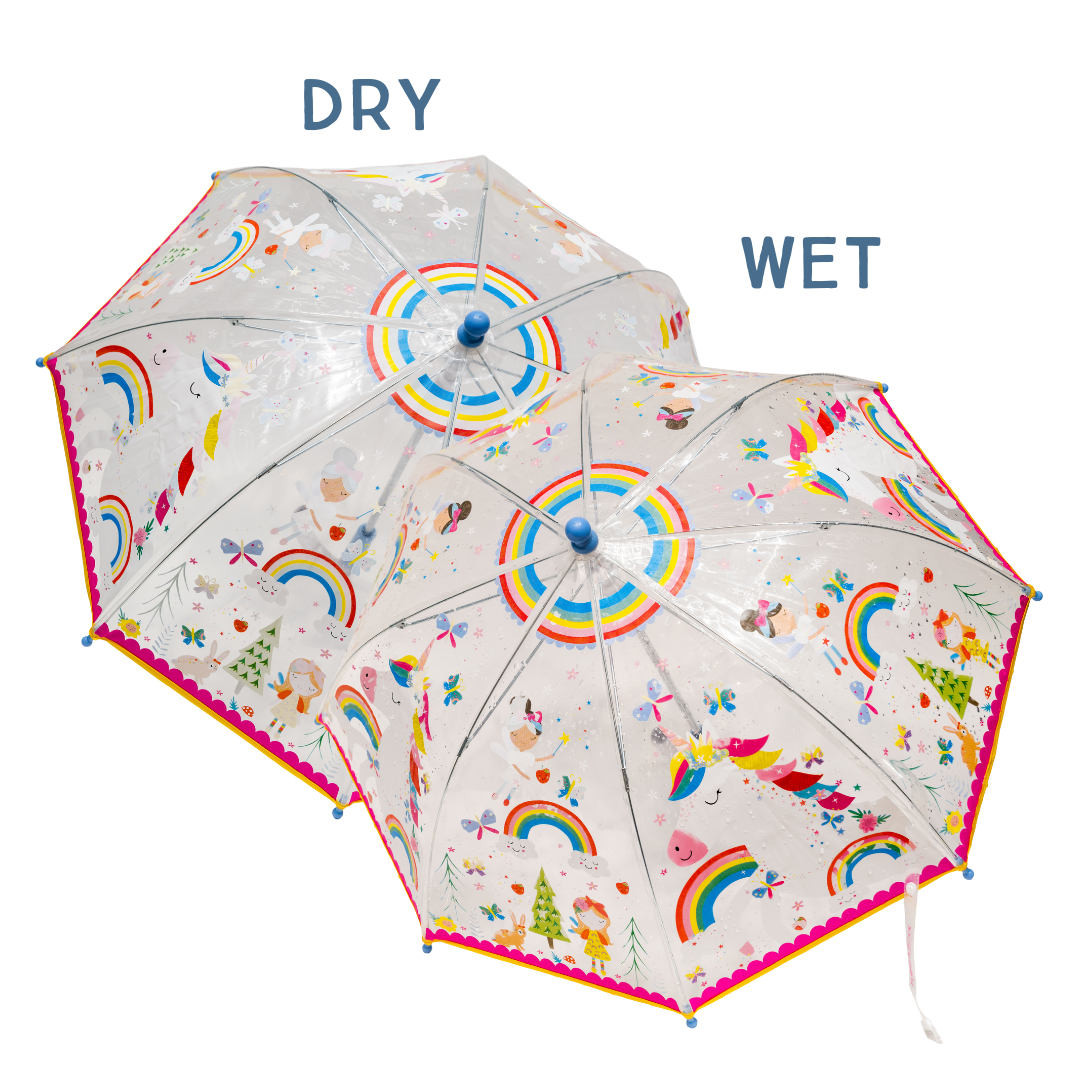 Floss & Rock Transparent Colour Changing Umbrella - Rainbow Fairy