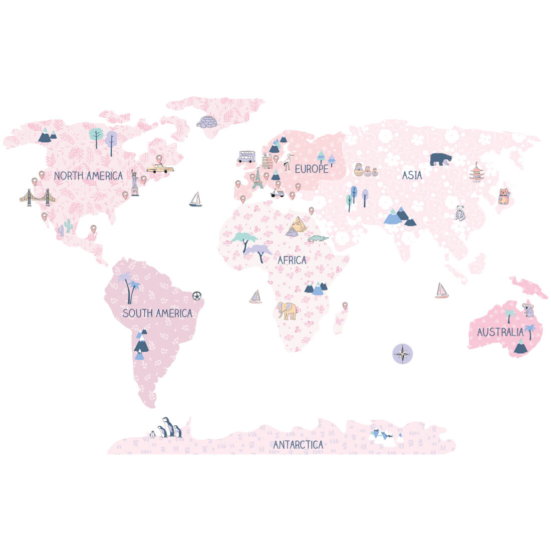 pastelowe love Wall Sticker | Spring Map - Size M