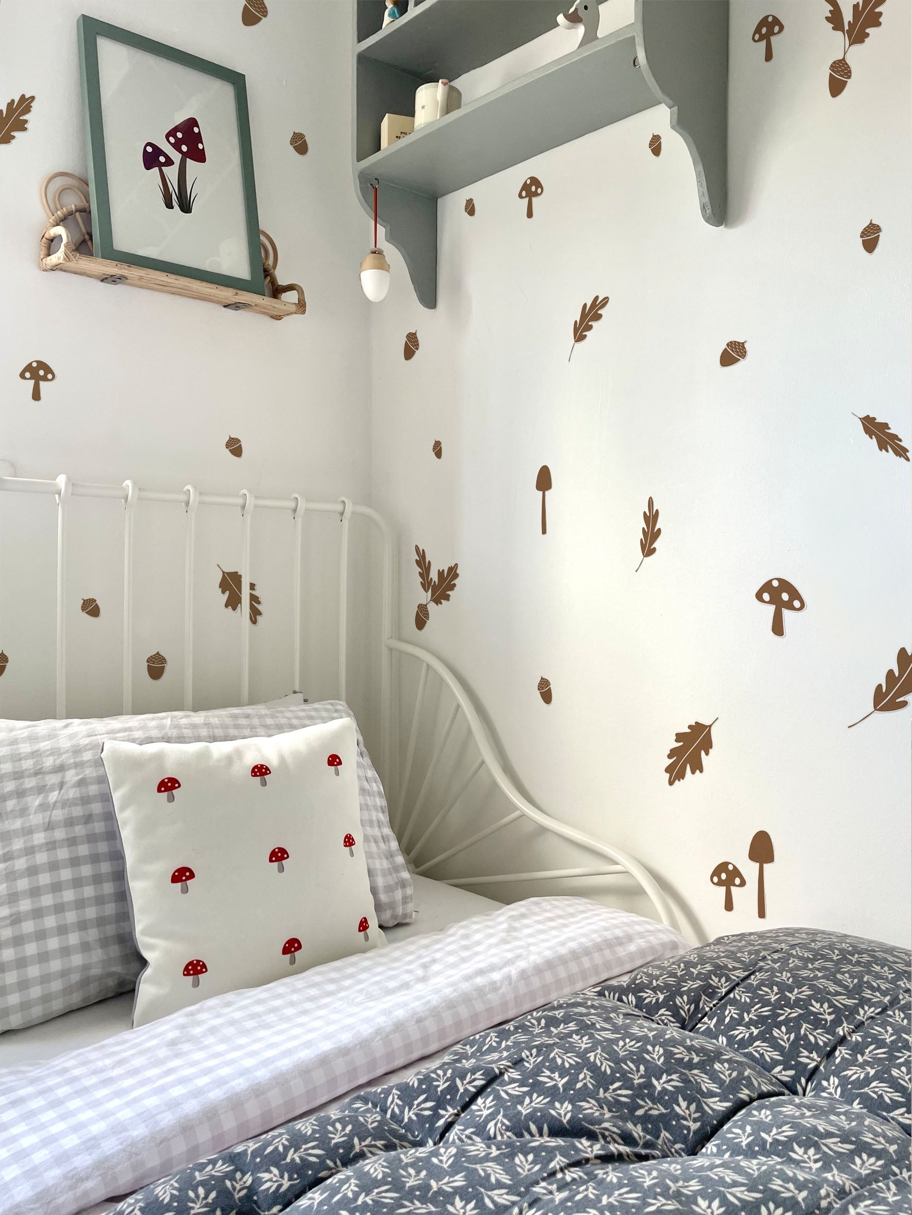 Ducks In A Row Acorn Wall Stickers | Eco-Friendly, Removable, Reusable, Fabric Wall Stickers