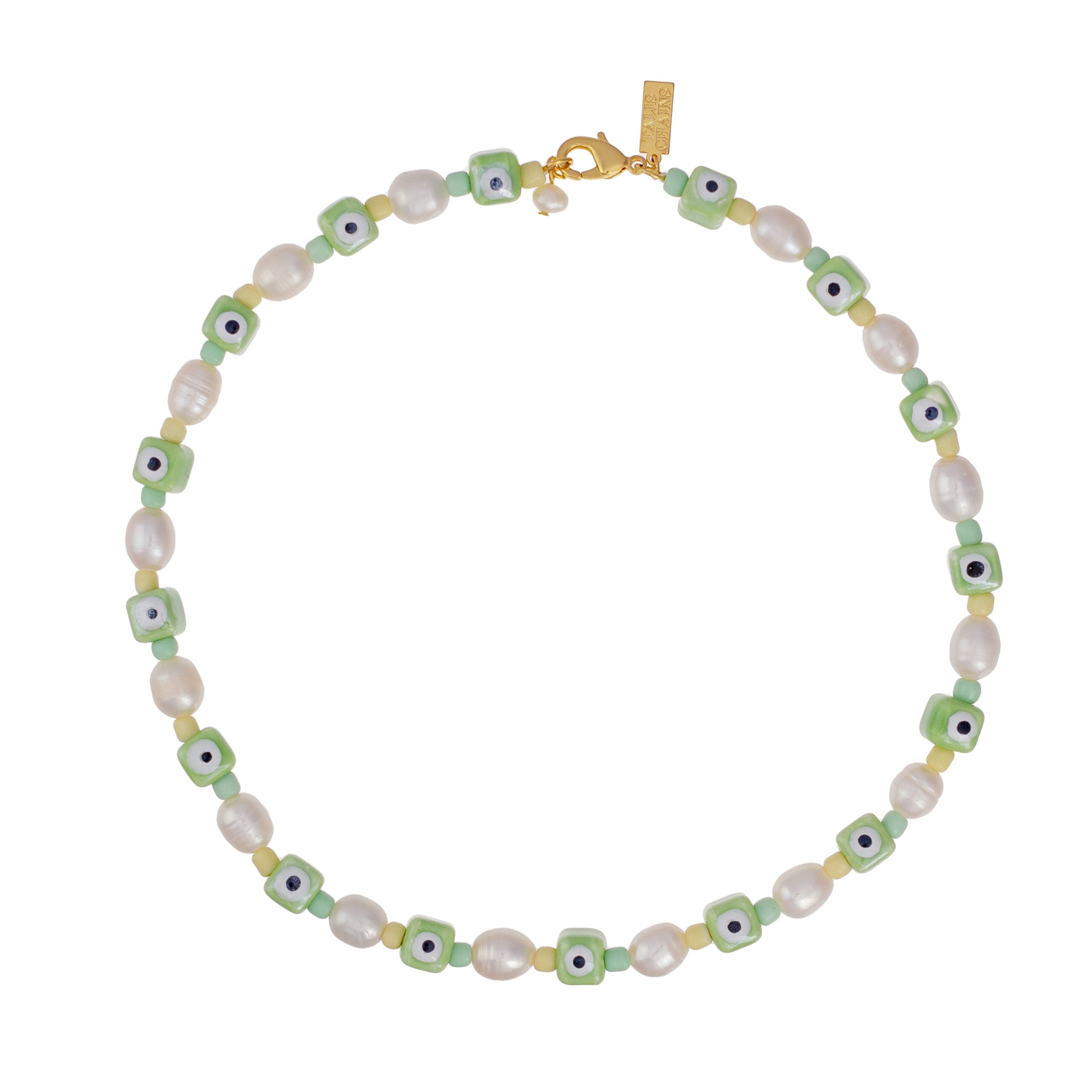 Talis Chains Eye Spy Pearl Necklace- Mint
