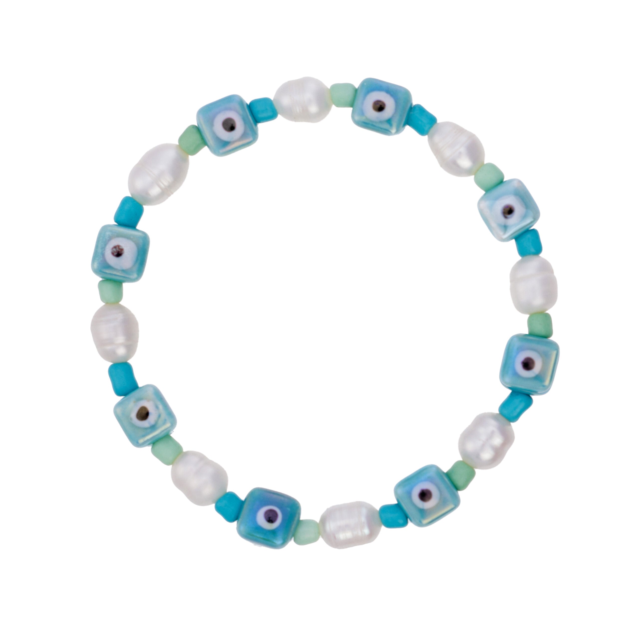 Talis Chains Eye Spy Pearl Bracelet- Aqua