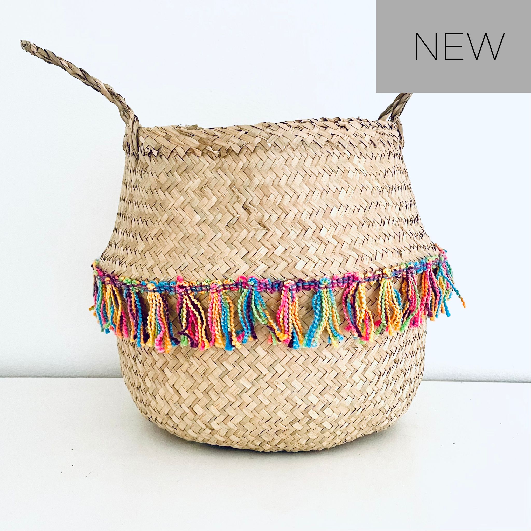 Bellybambino Rainbow Tassel Trim Basket - Large