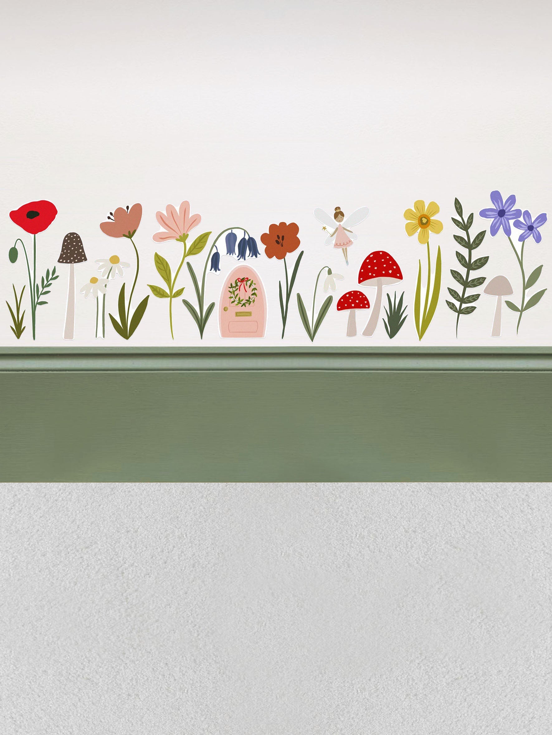 Ducks In A Row Fairy Door and Forest Flower Wall Stickers | Eco-Friendly, Removable, Reusable, Fabri