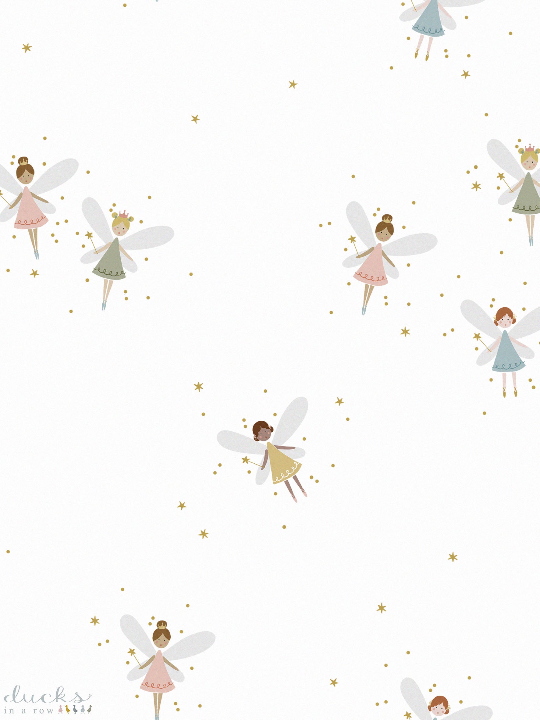 Ducks In A Row Fairy Dust Luxury Children's Wallpaper - Rolls