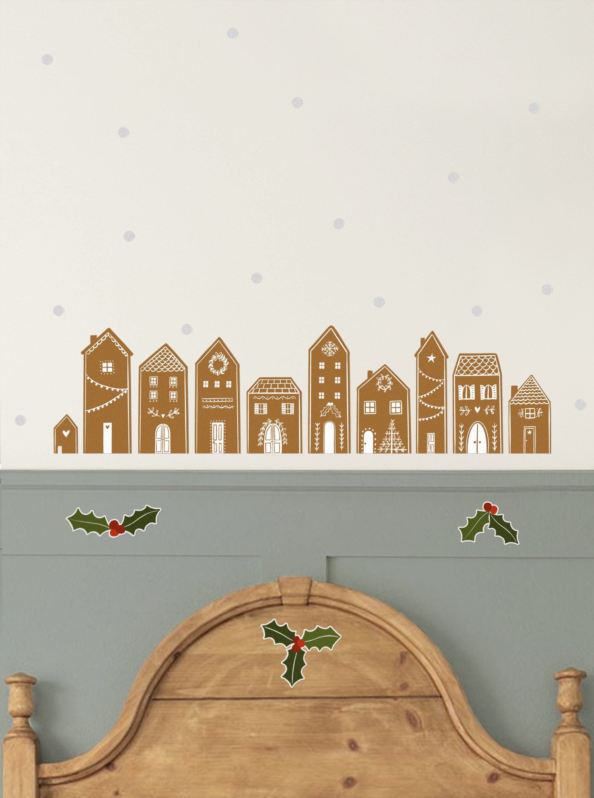 Ducks In A Row Gingerbread House Christmas Wall Stickers | Eco-Friendly, Removable, Reusable, Fabric