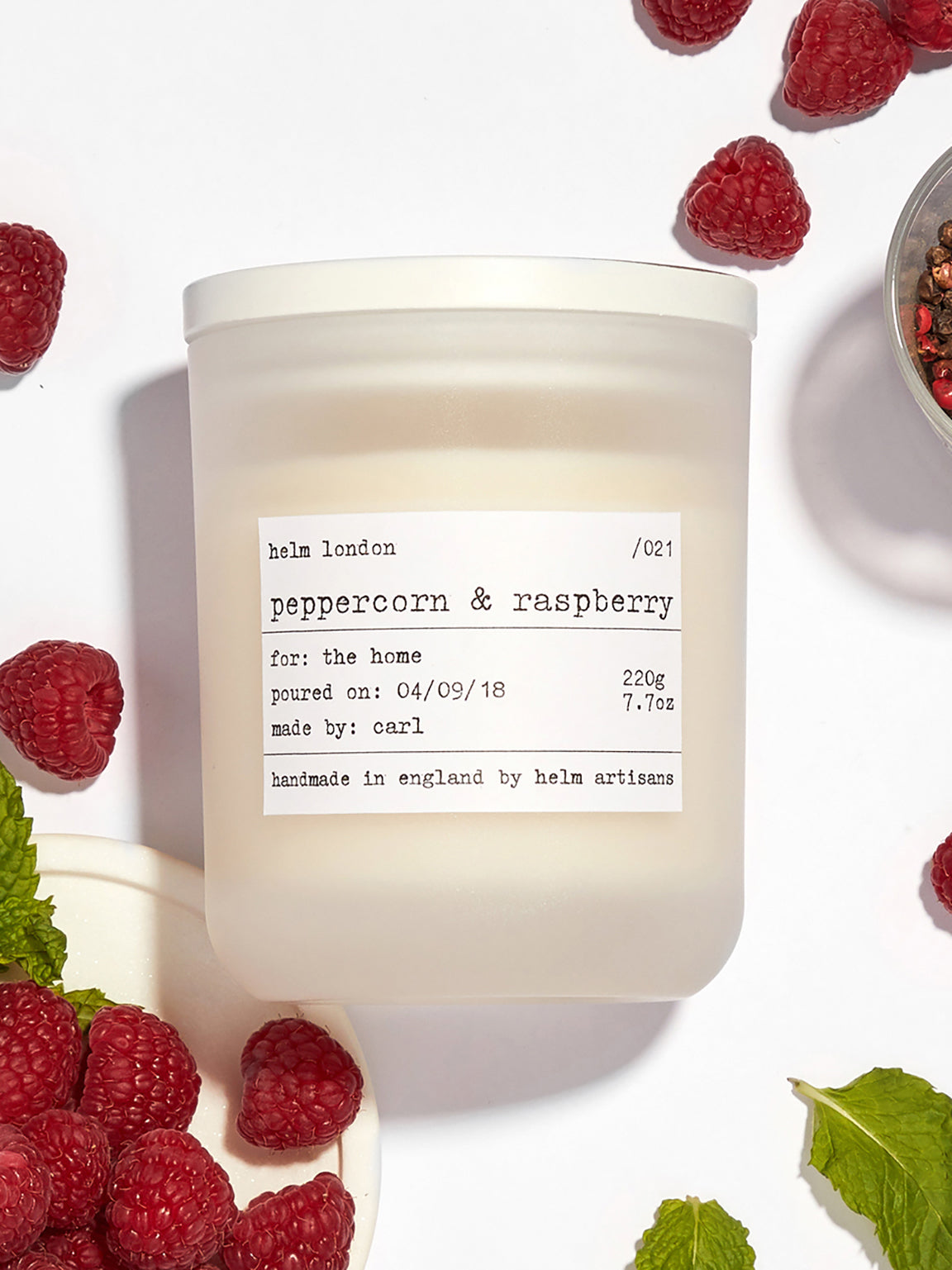 Helm London Peppercorn & Raspberry Luxury Candle