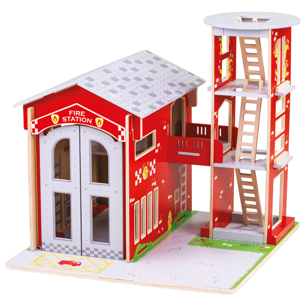 Bigjigs Toys City Fire Station Toy Playset