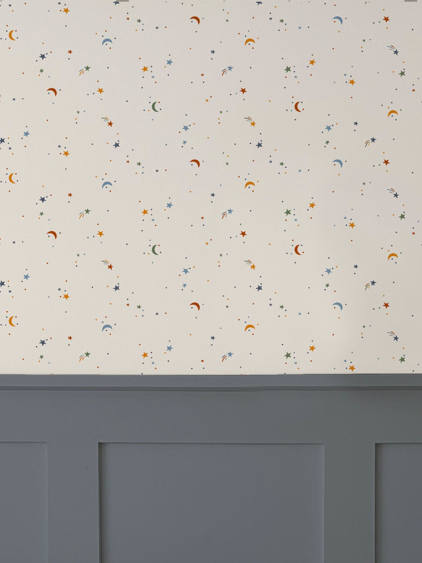 Ducks In A Row Moons & Stars Luxury Children's Wallpaper ~ Multi - Rolls