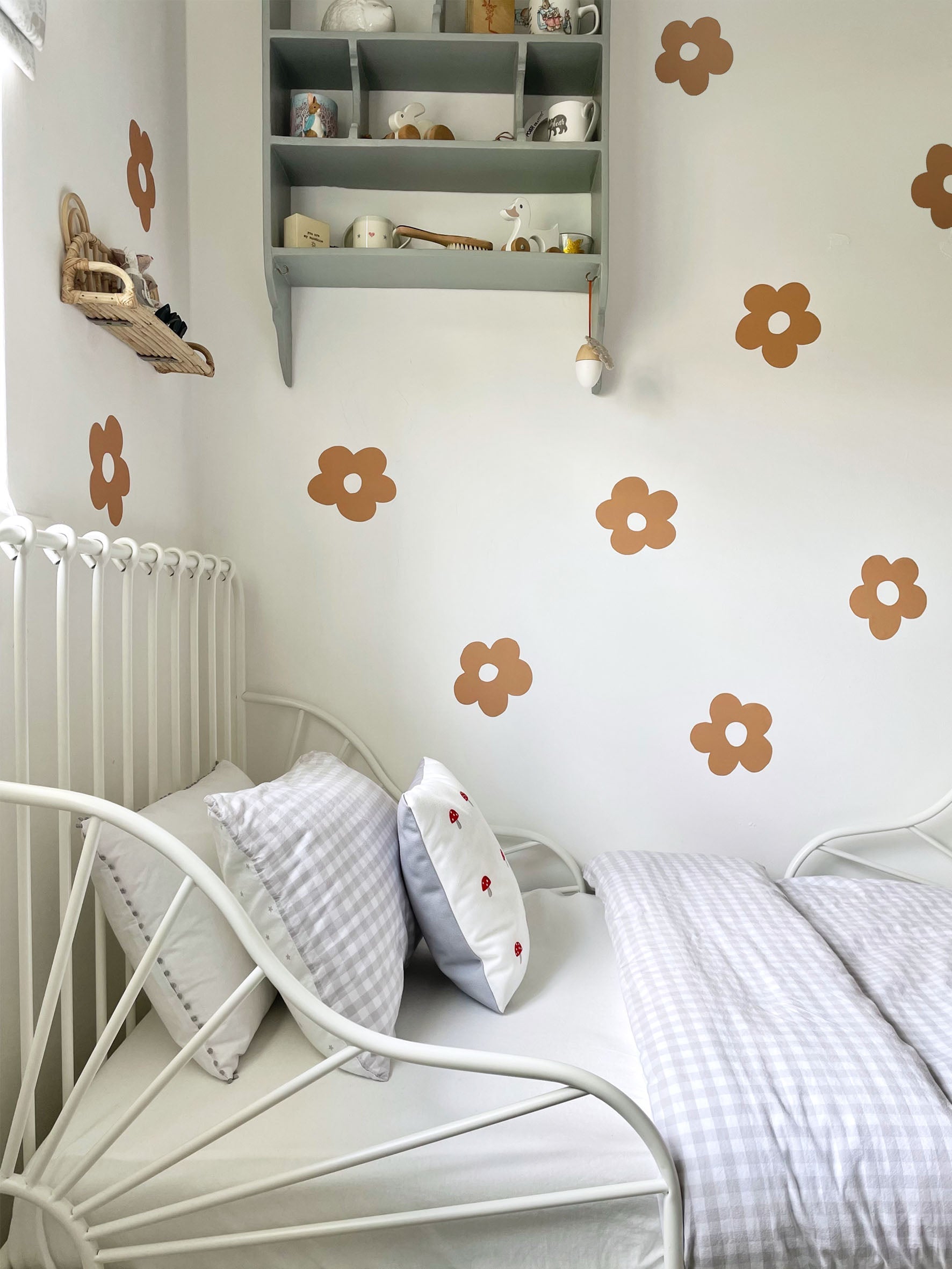 Ducks In A Row Mustard Flower Wall Stickers | Eco-Friendly, Removable, Reusable, Fabric Wall Sticker