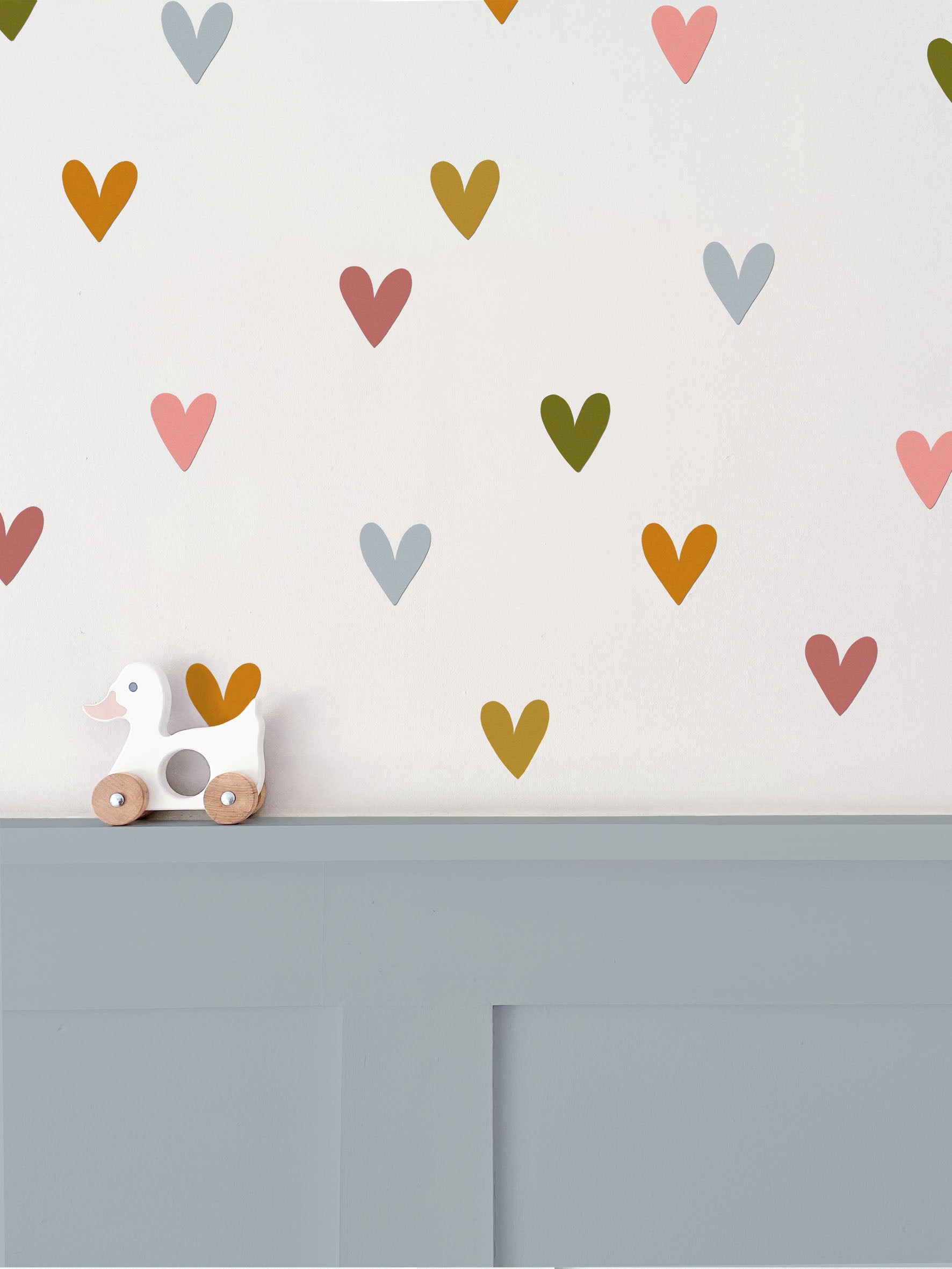 Ducks In A Row Heart Fabric Wall Stickers | Eco-Friendly, Removable, Reusable, Fabric Wall Stickers