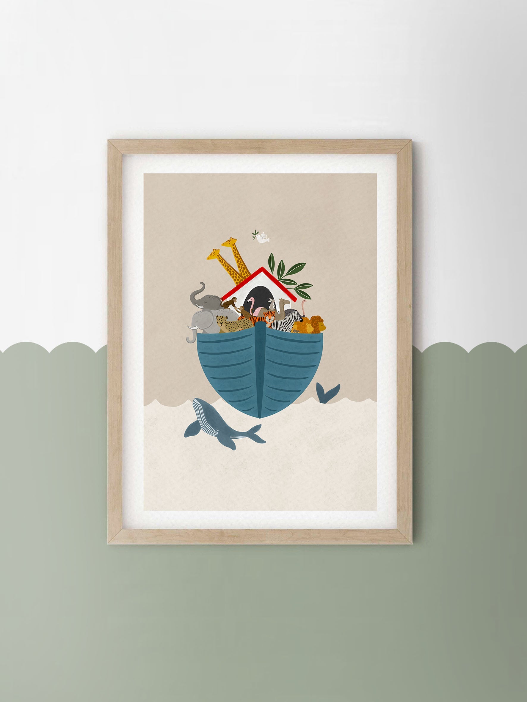 Ducks In A Row Noah's Ark Children's Nursery Wall Print - A4