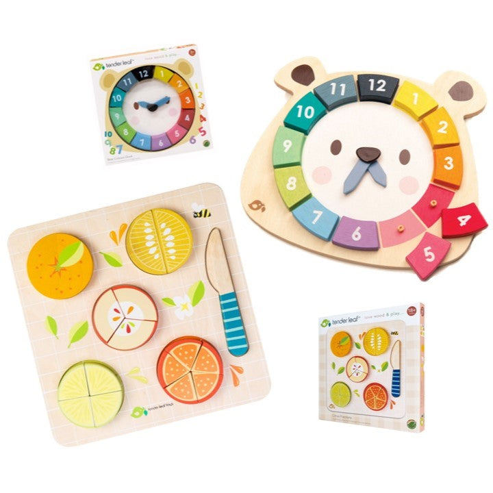 Tender Leaf Toys Clock & Citrus Fractions Bundle