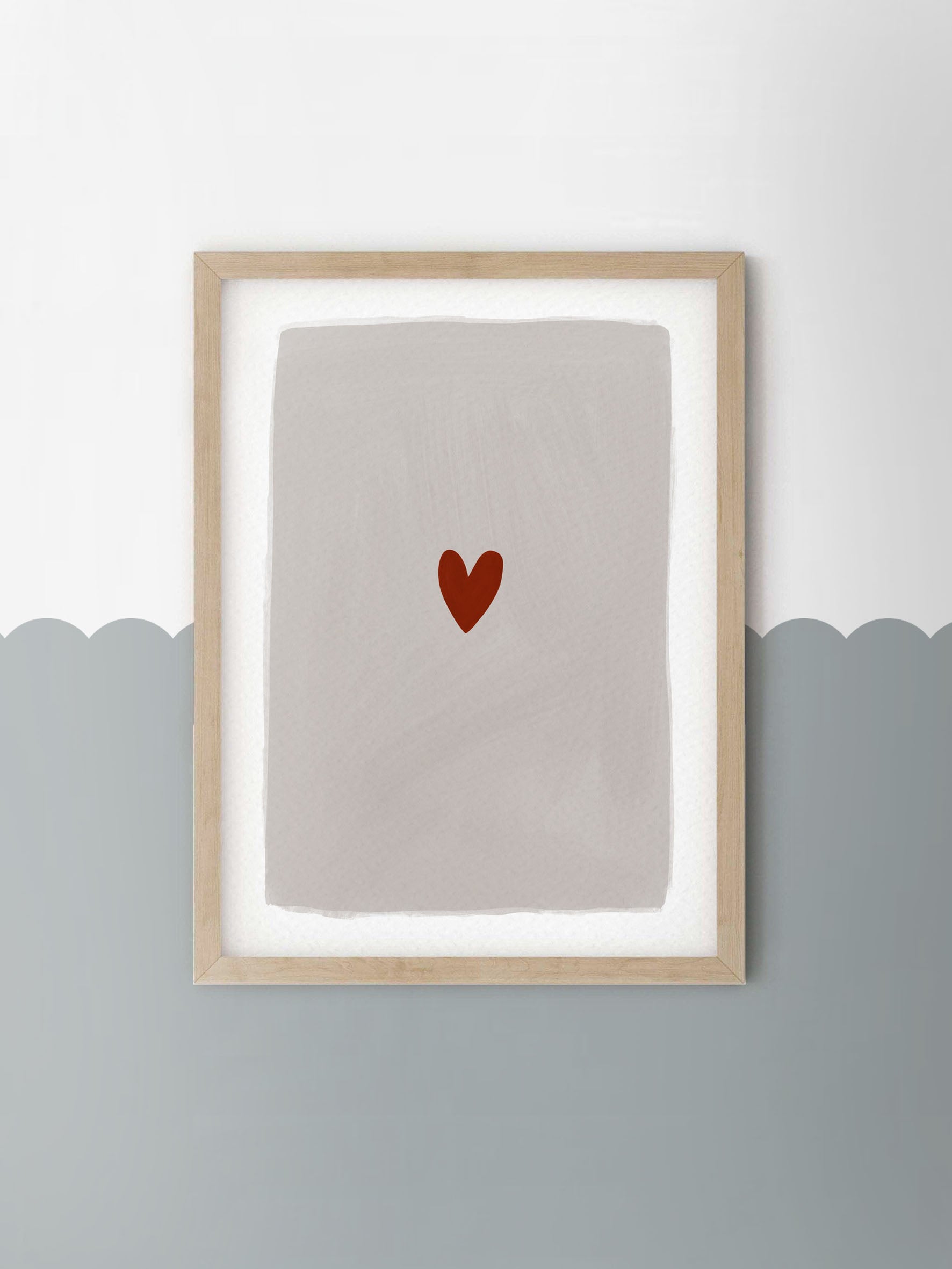 Ducks In A Row Red Heart Children's Nursery Wall Print - A4