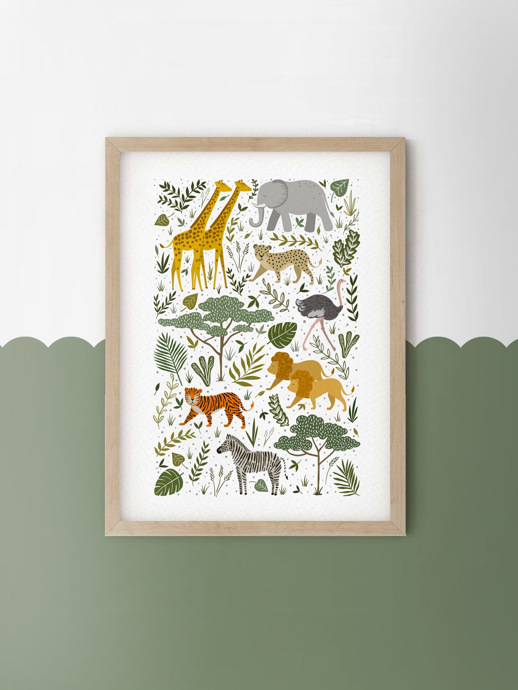 Ducks In A Row Safari Animal Children's Nursery Wall Print - A2