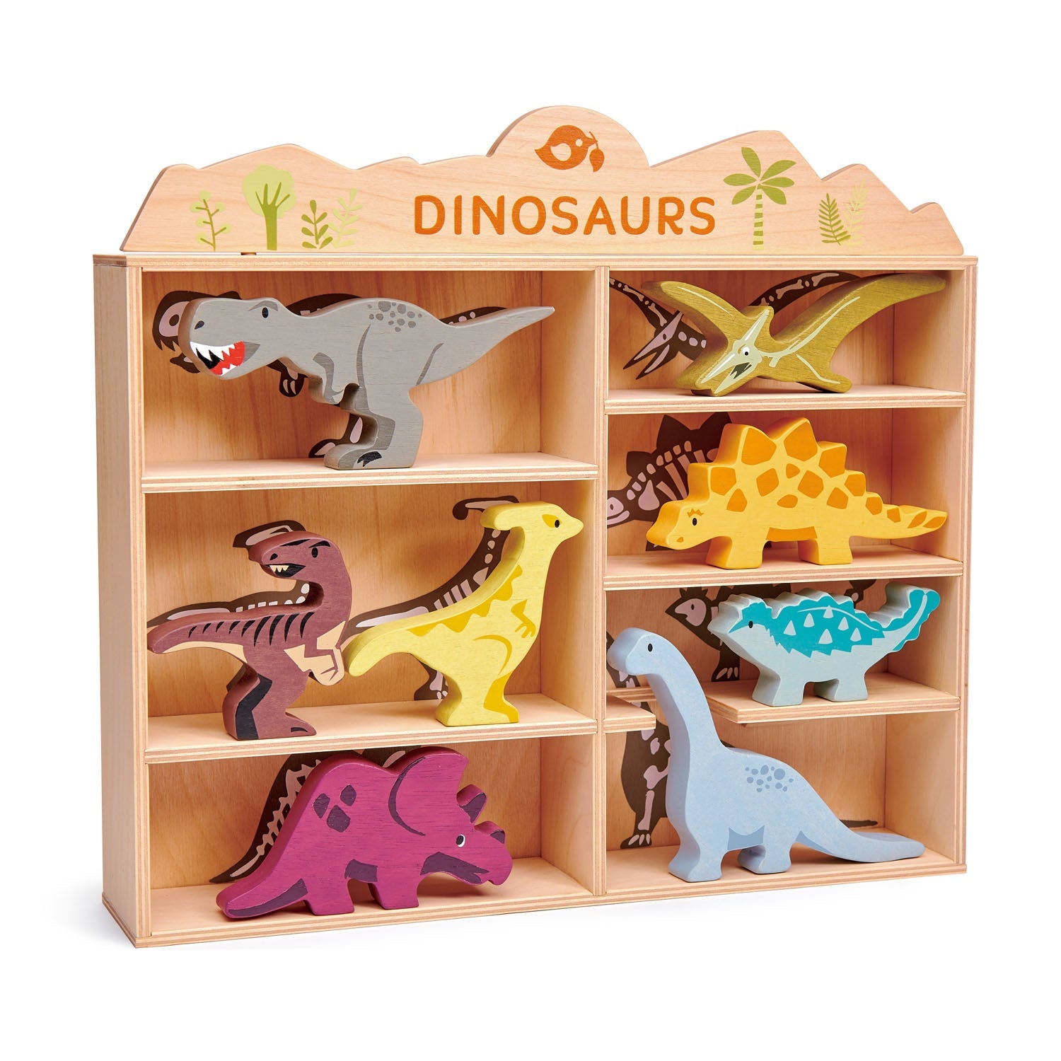 Tender Leaf Toys 8 Dinosaurs & Shelf