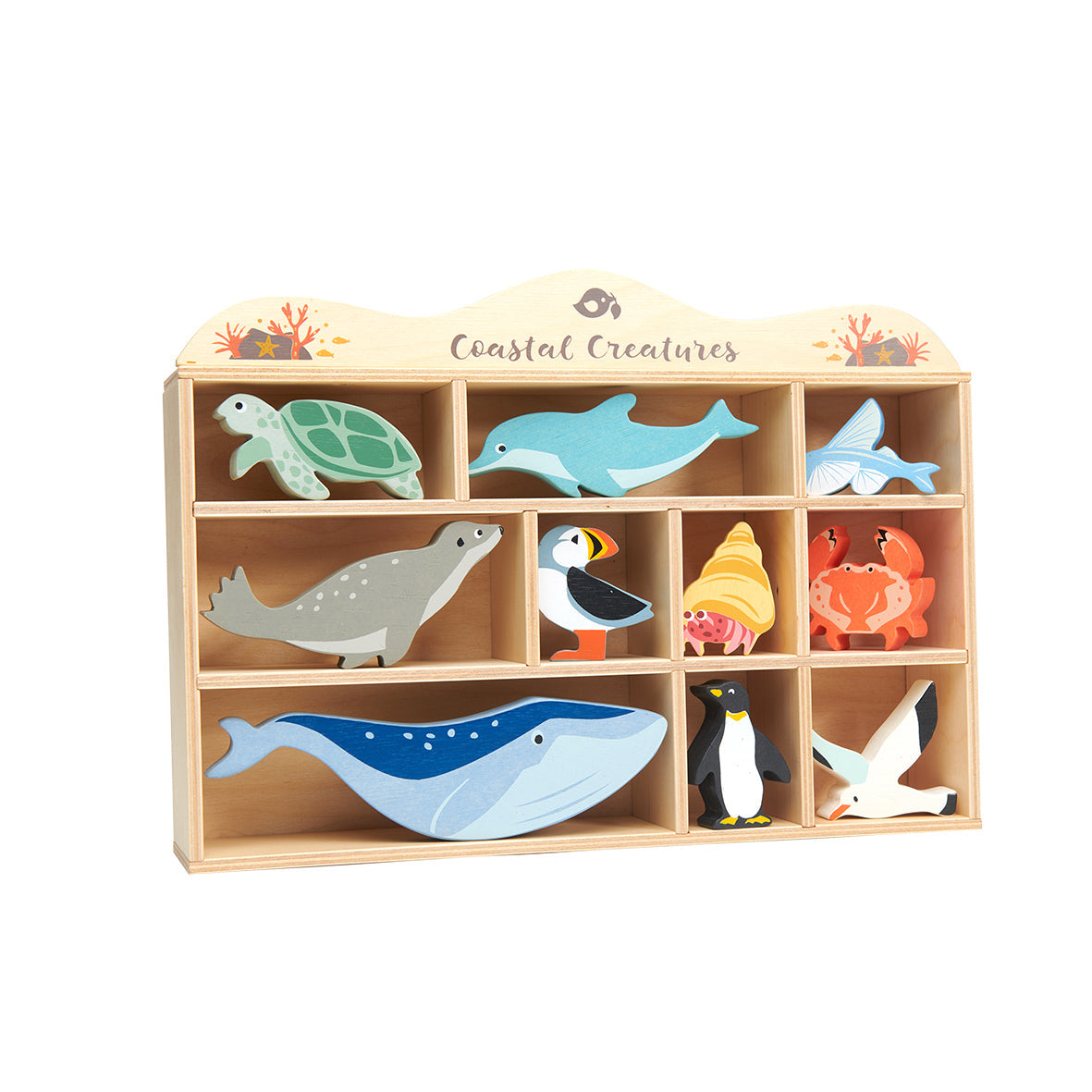 Tender Leaf Toys 10 Sea Creature Animals & Shelf