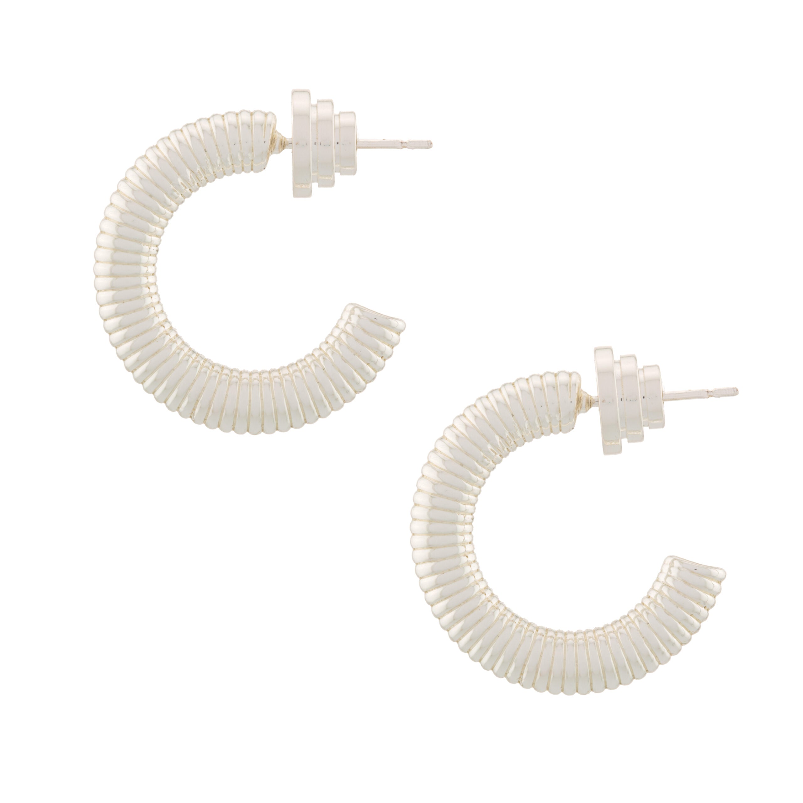 Talis Chains Ridge Hoop Earrings- Silver