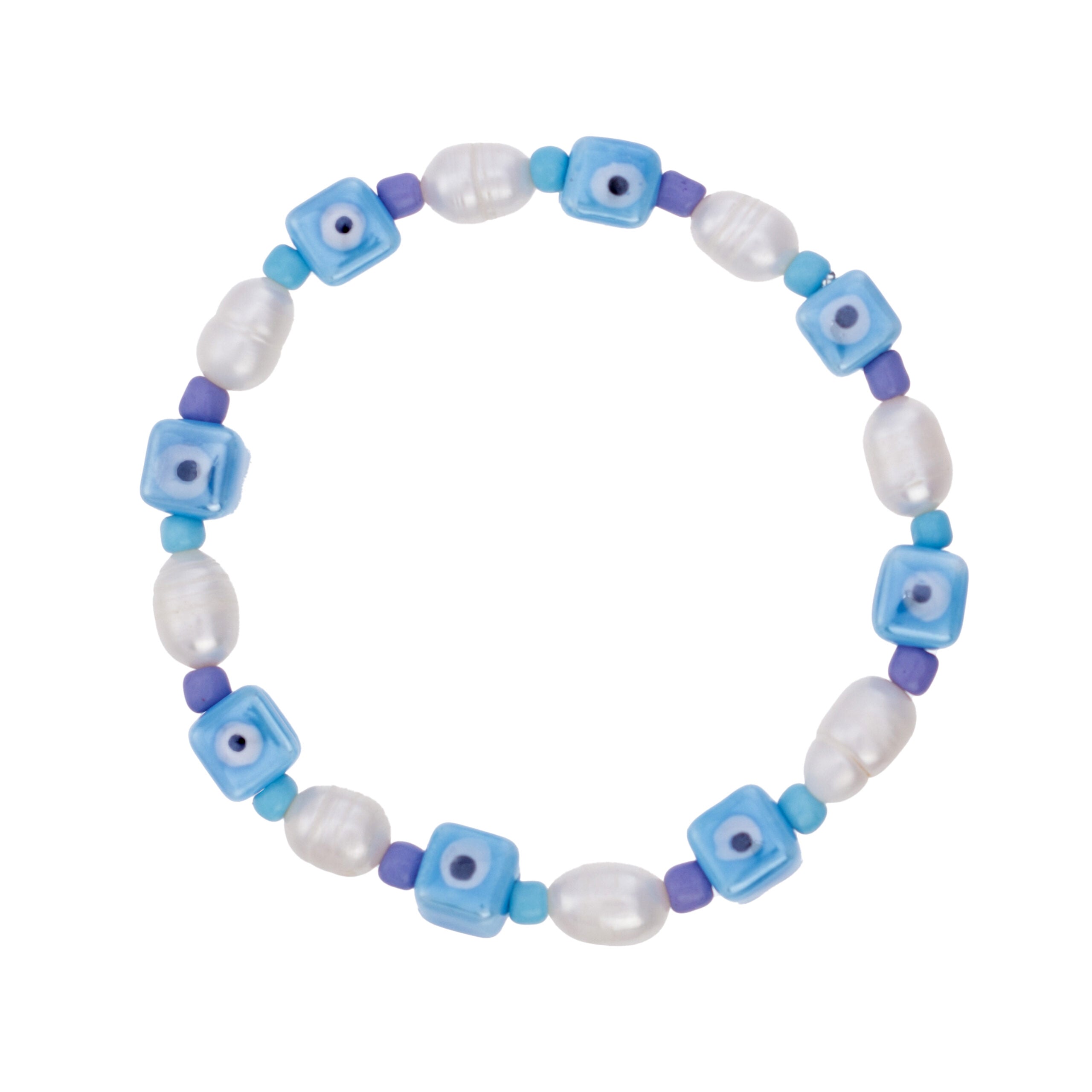 Talis Chains Eye Spy Pearl Bracelet- Blue