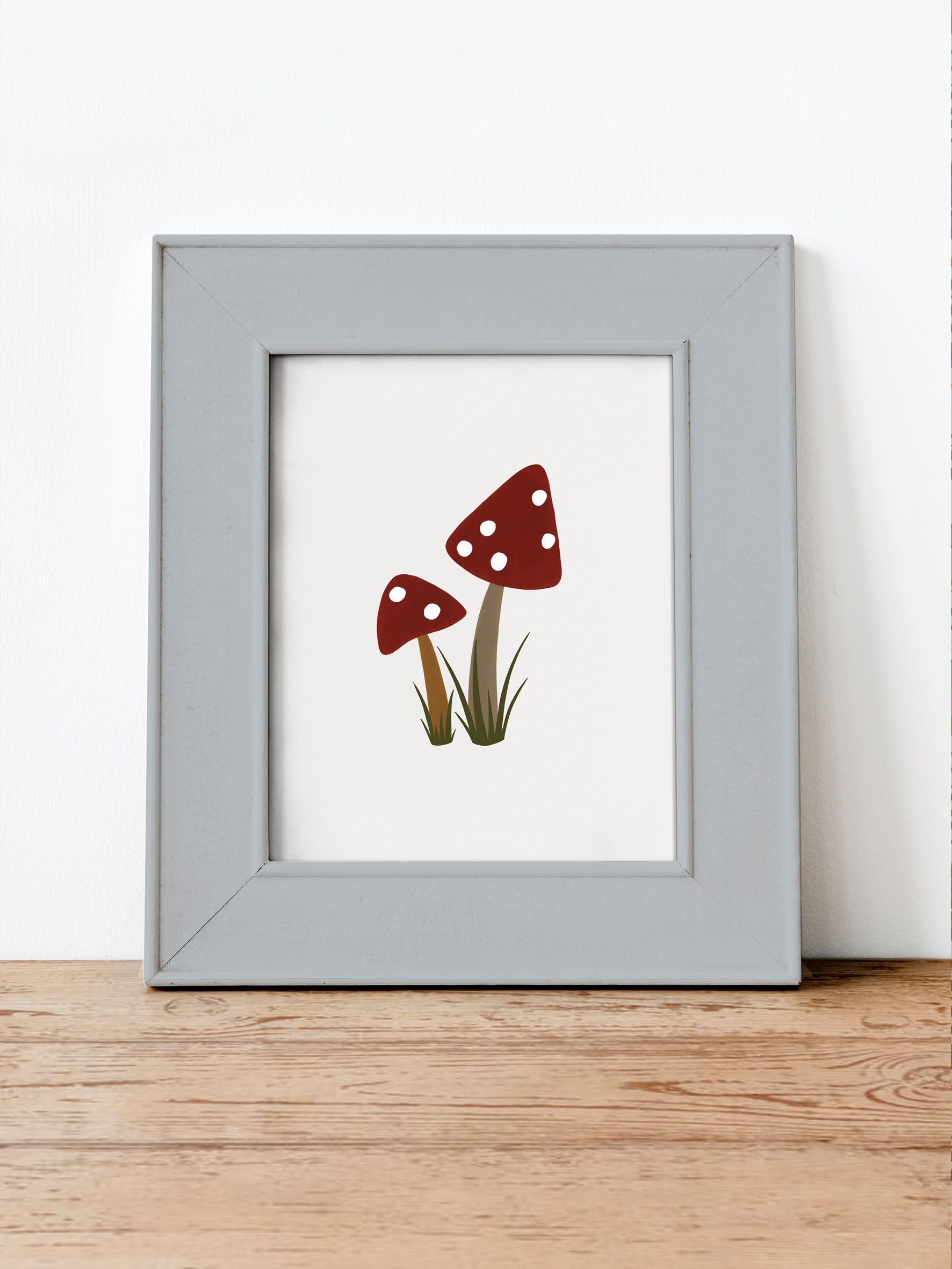 Ducks In A Row Toadstool Children's Nursery Wall Print - A4