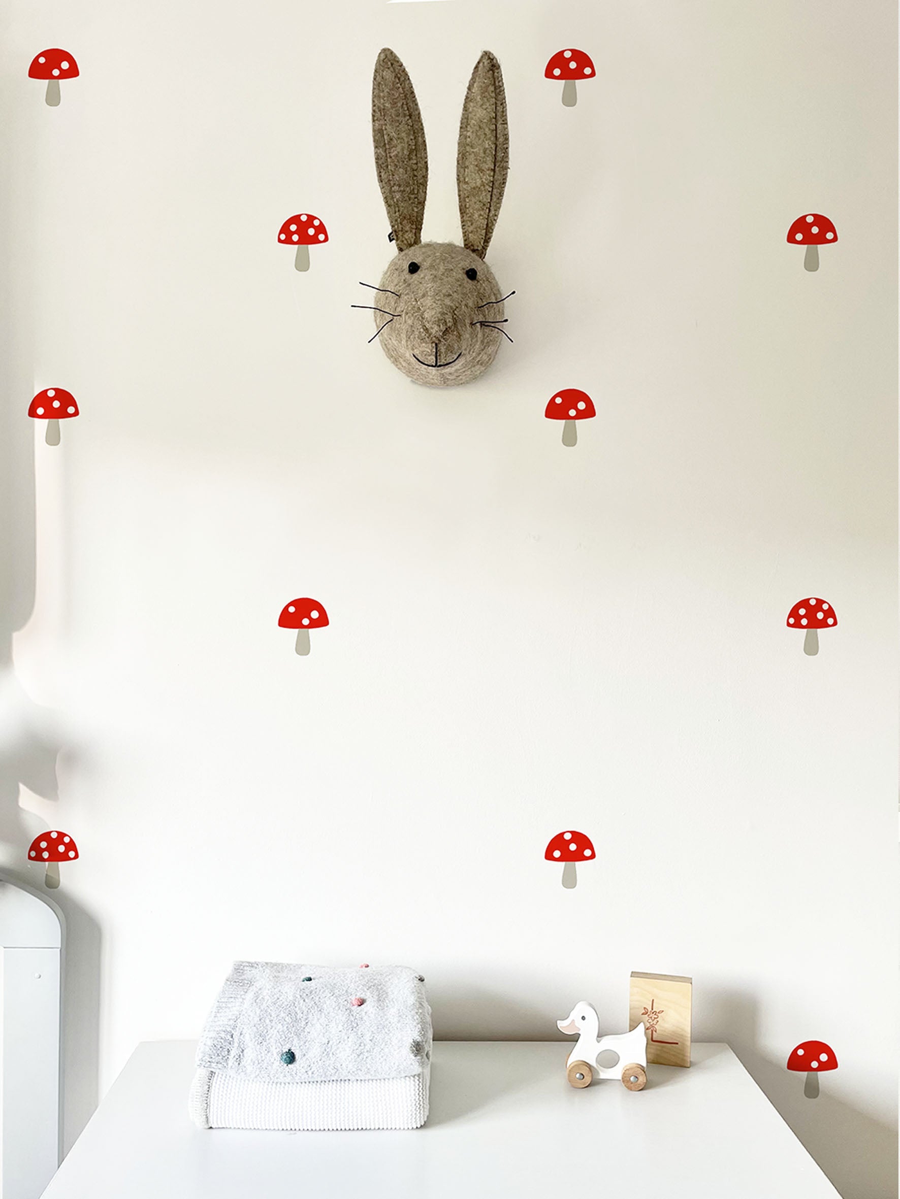 Ducks In A Row Toadstool Wall Stickers | Eco-Friendly, Removable, Reusable, Fabric Wall Stickers