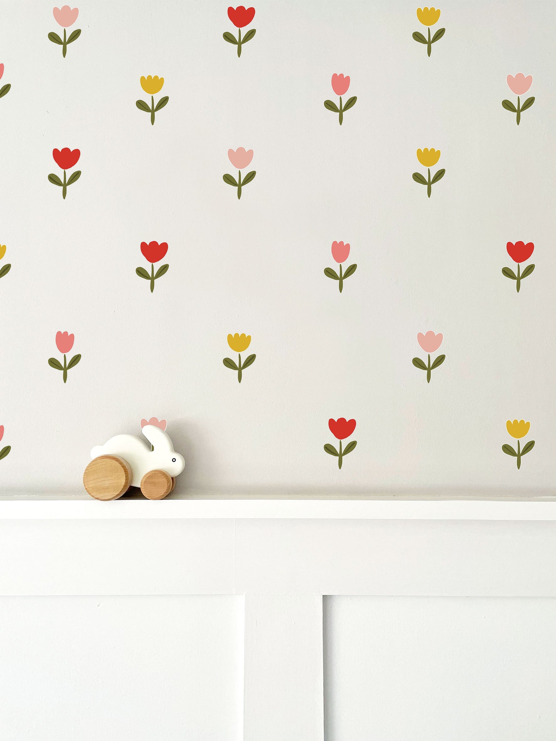 Ducks In A Row Tulip Flower Wall Stickers | Eco-Friendly, Removable, Reusable, Fabric Wall Stickers