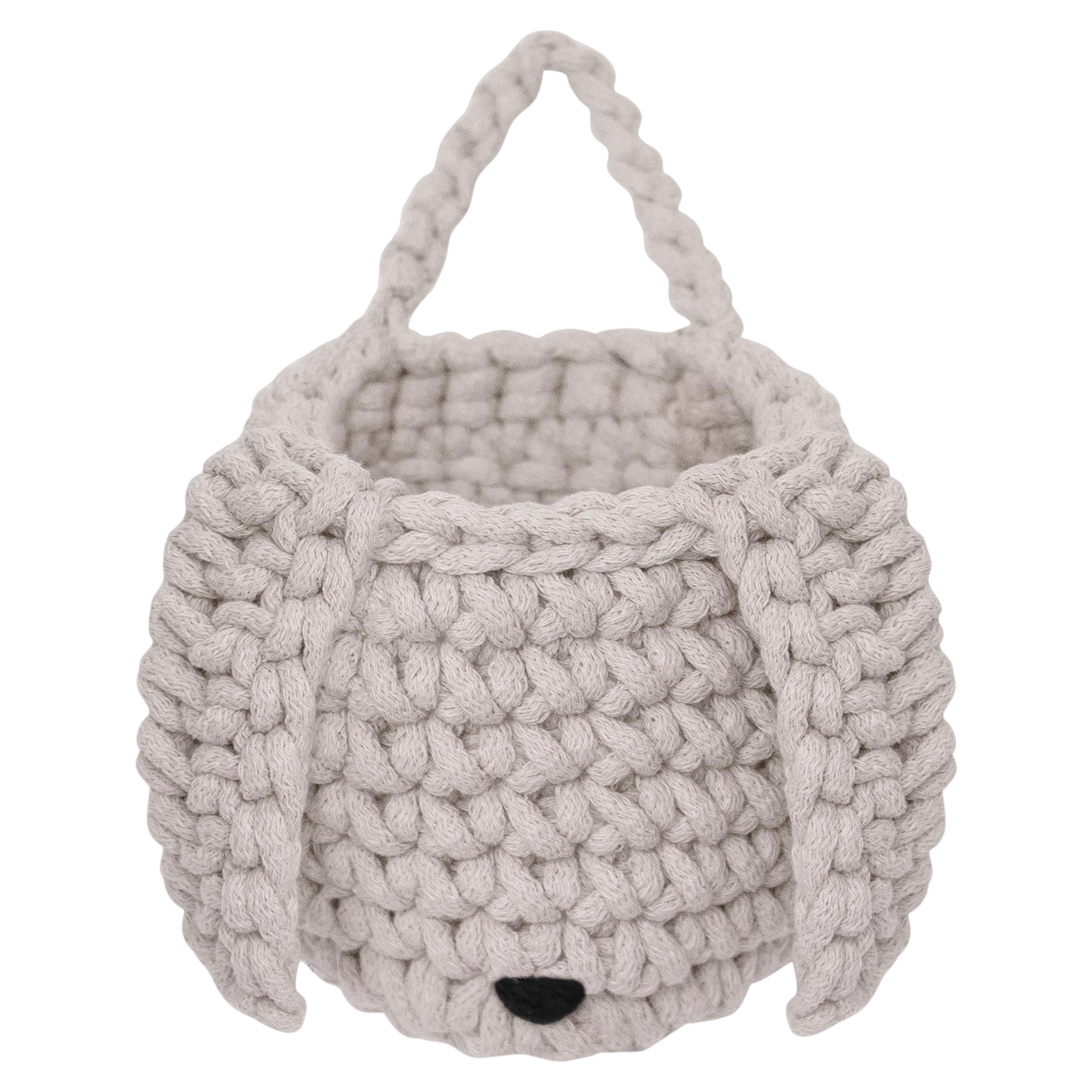 Zuri House Crochet Bunny Basket | OATMEAL - with handle