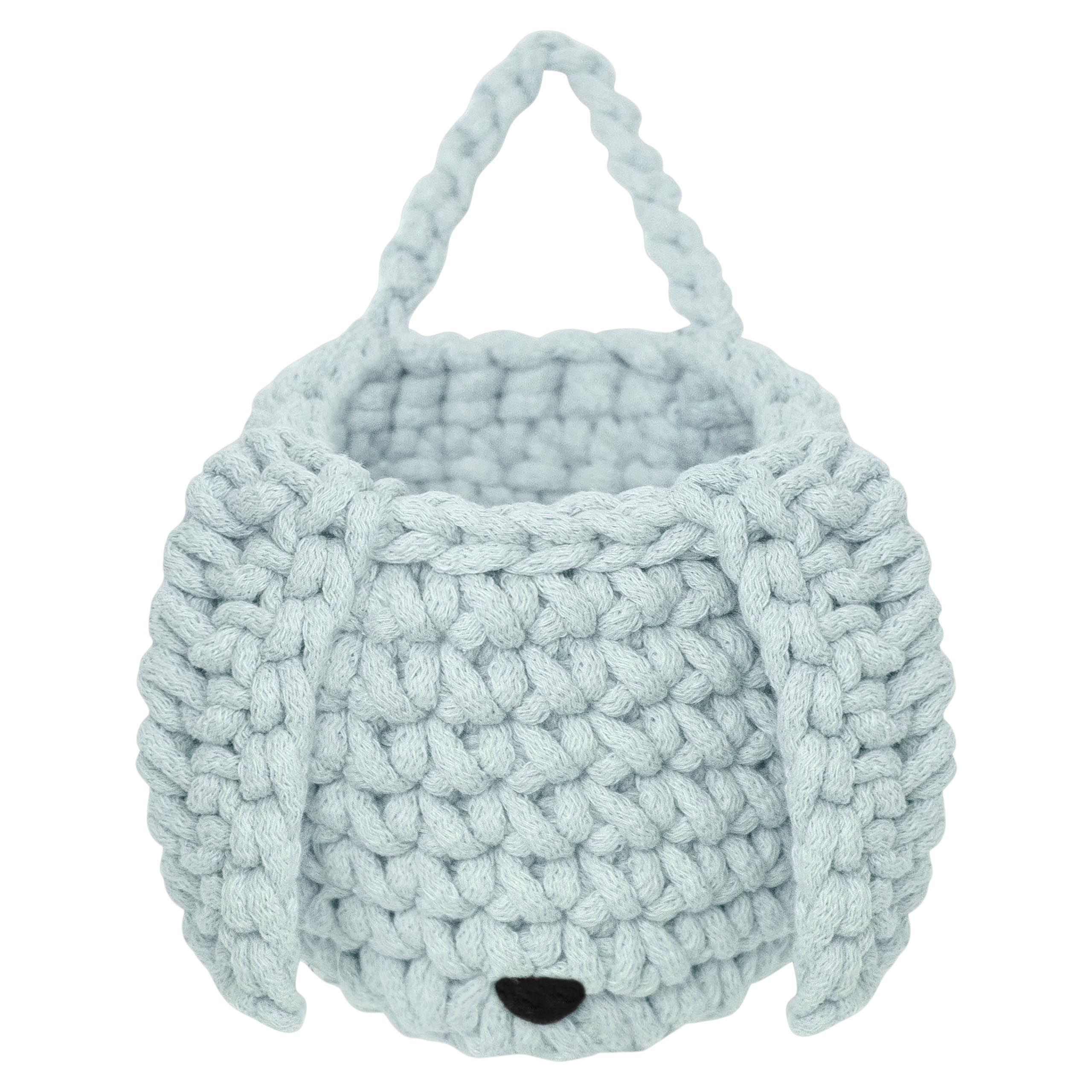 Zuri House Crochet Bunny Basket | MARL MINT - with handle