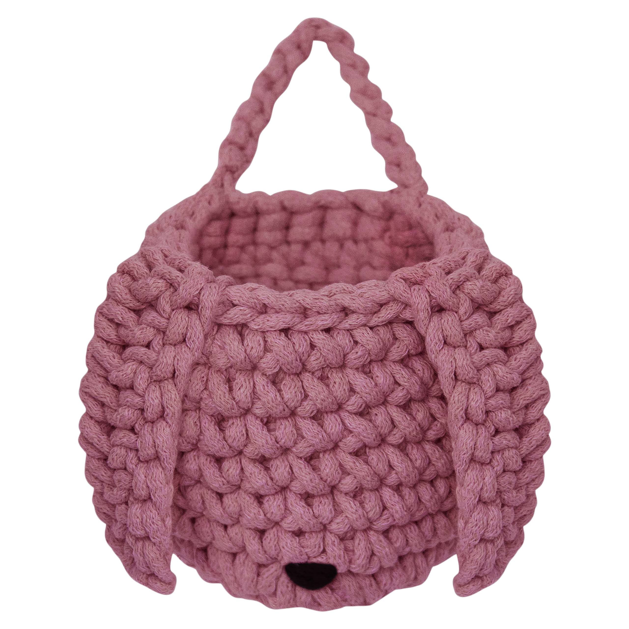 Zuri House Crochet Bunny Basket | OLD ROSE - without handle