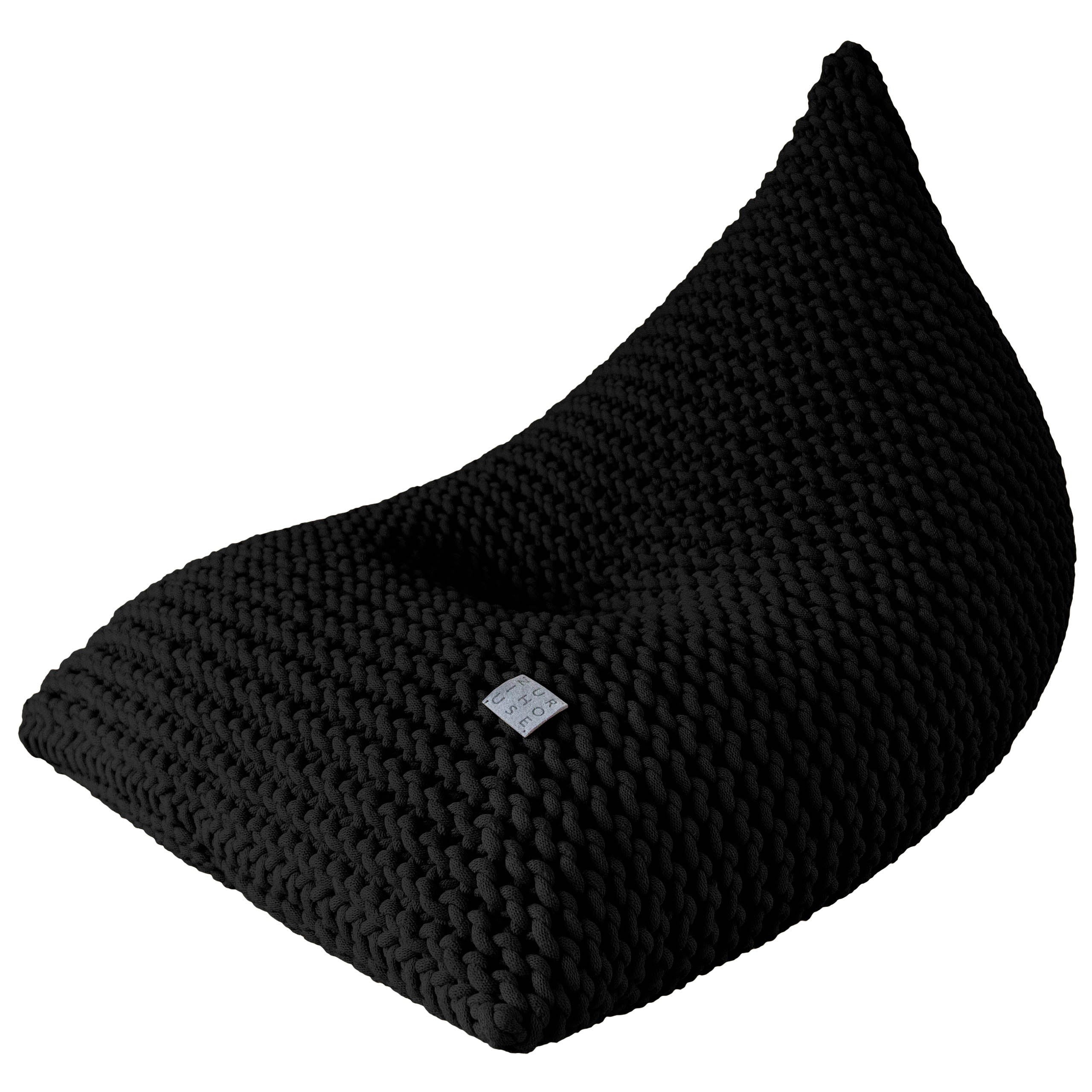 Zuri House Chunky Knitted Bean Bag | BLACK - UNFILLED 80 x 100 x 80cm / 32'' x 40'' x 32''