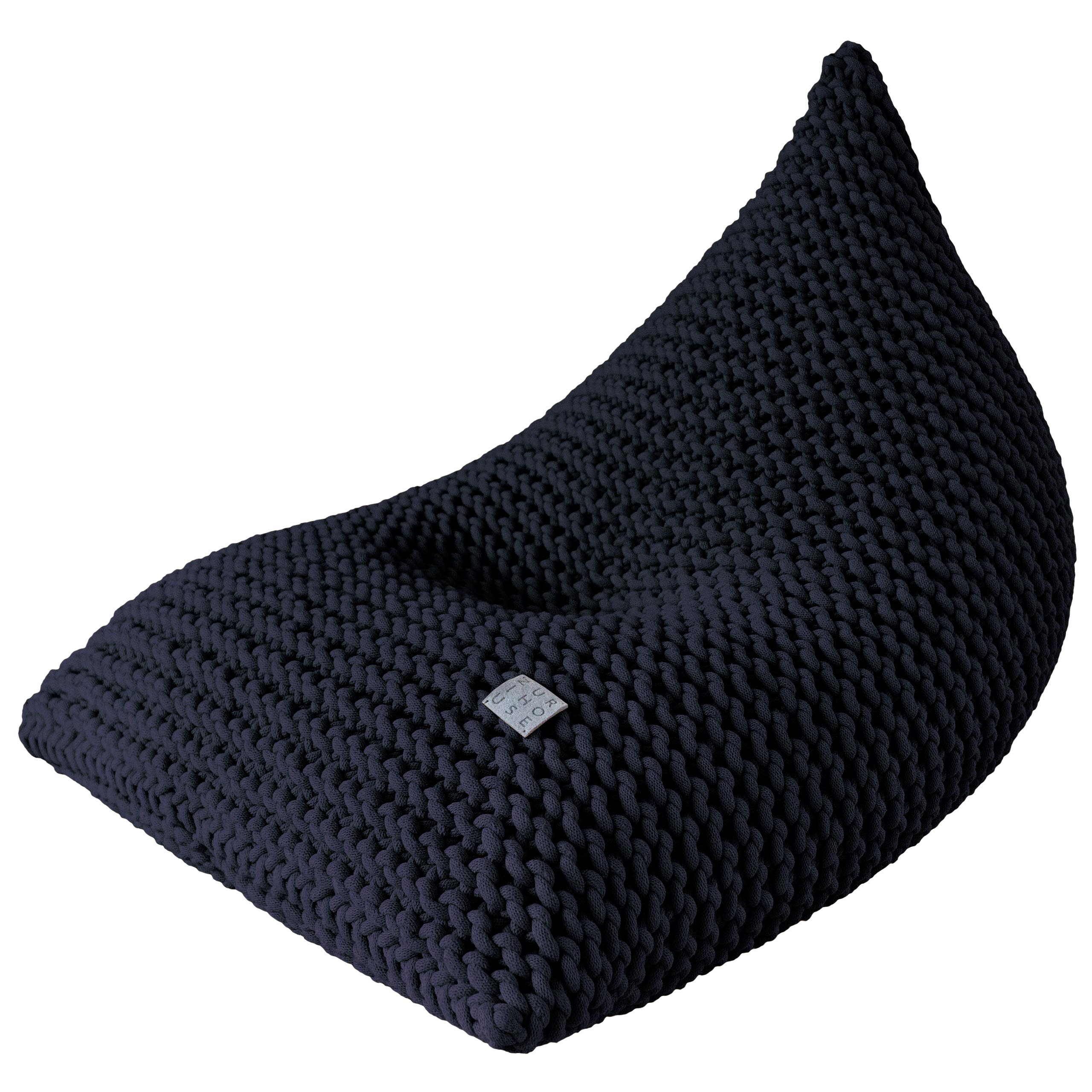 Zuri House Chunky Knitted Bean Bag | NAVY BLUE - FILLED 90 x 120 x 90cm / 36'' x 48'' x 36''