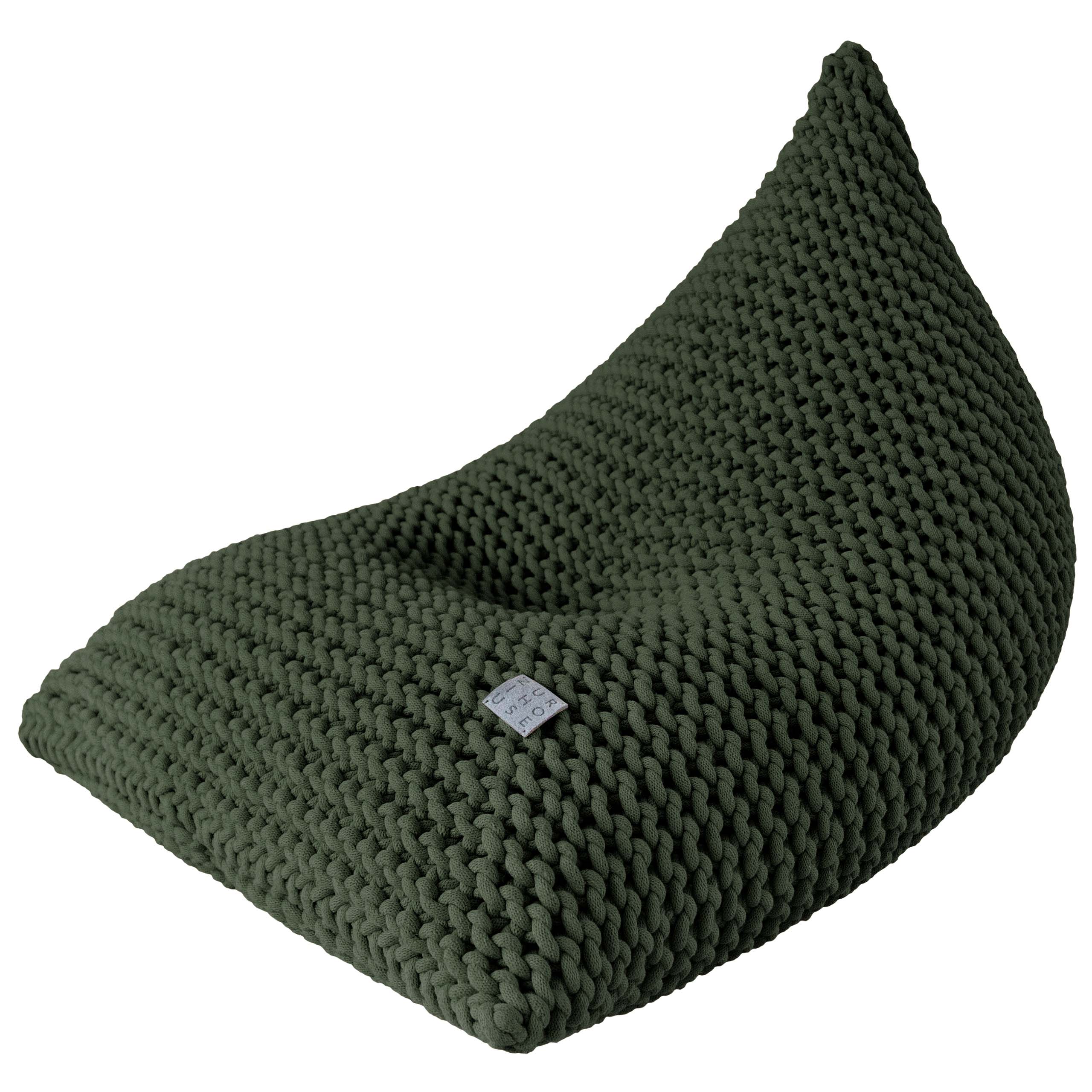 Zuri House Chunky Knitted Bean Bag | OLIVE GREEN - FILLED 80 x 120 x 80cm / 32'' x 48'' x 32''