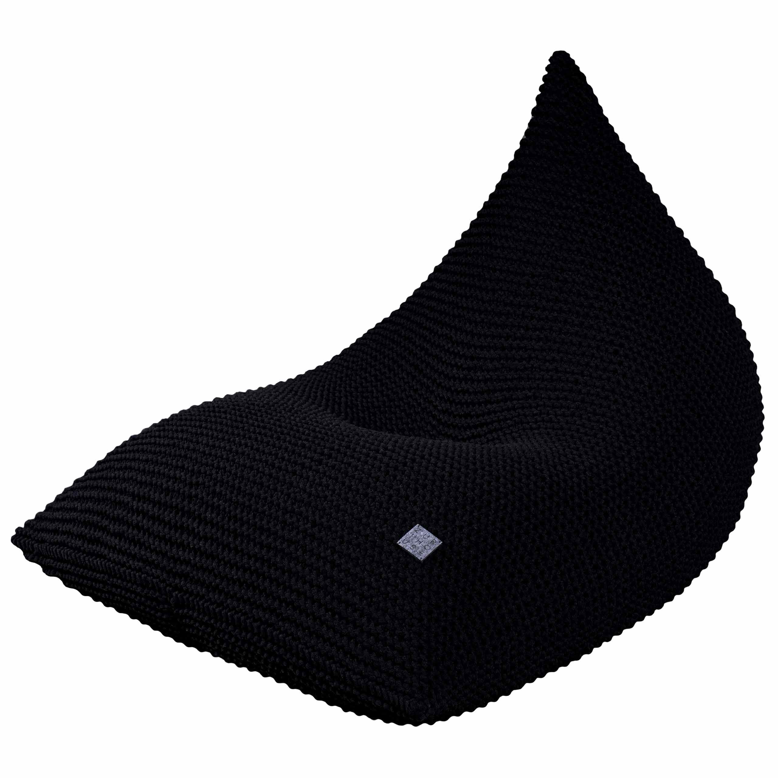 Zuri House Knitted Bean Bag | BLACK - FILLED 80 x 110 x 80cm / 32'' x 44'' x 32''