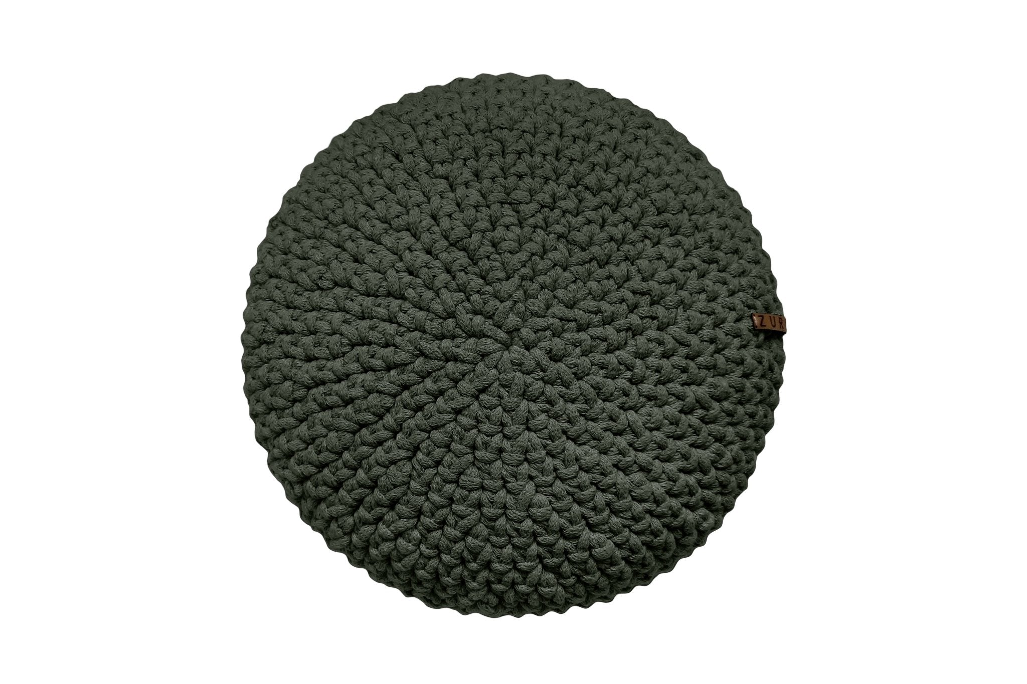 Zuri House Crochet Round Cushion | OLIVE GREEN - Small 35cm