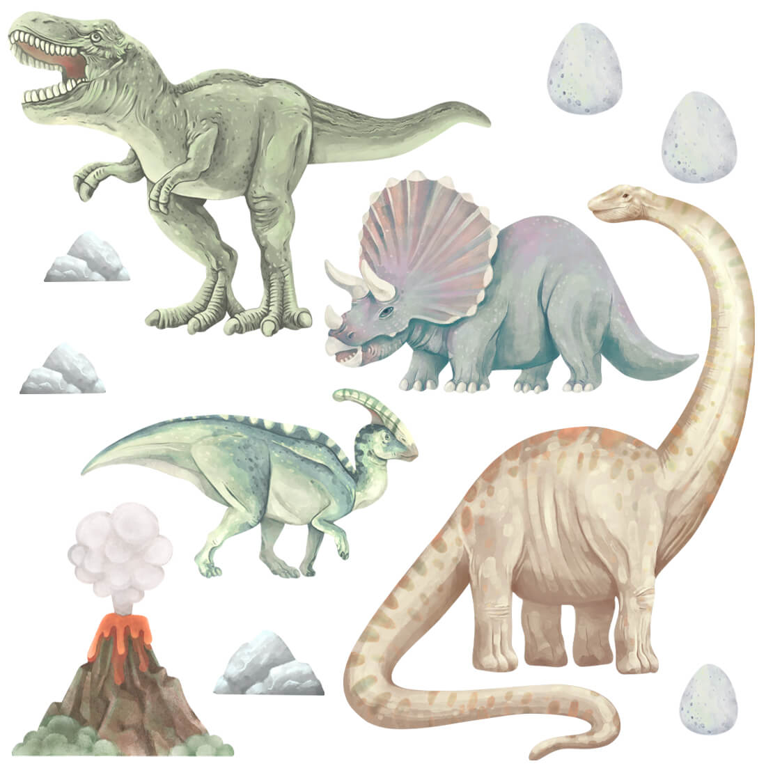 pastelowe love Wall Sticker | Dinosaurs I