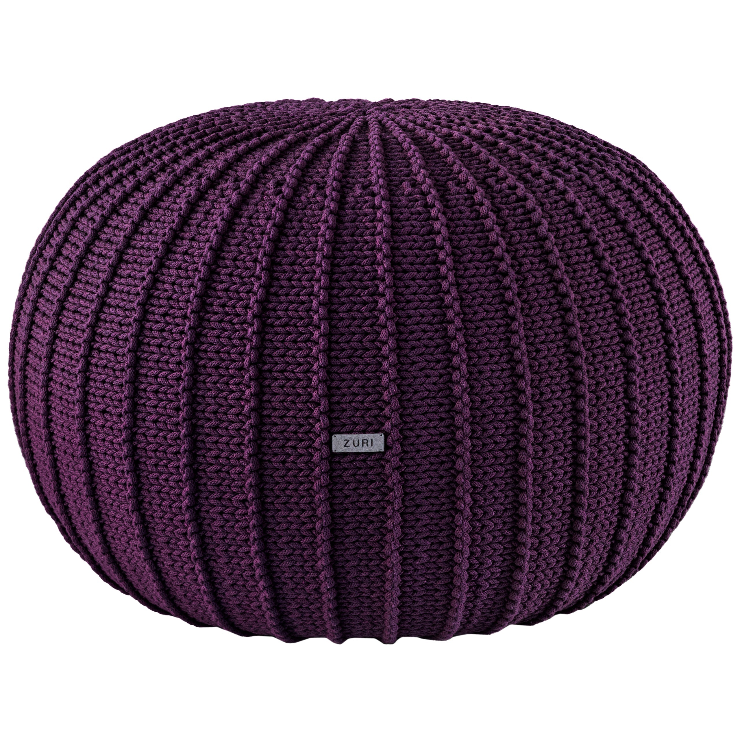 Zuri House Knitted Pouffe, Large | AUBERGINE