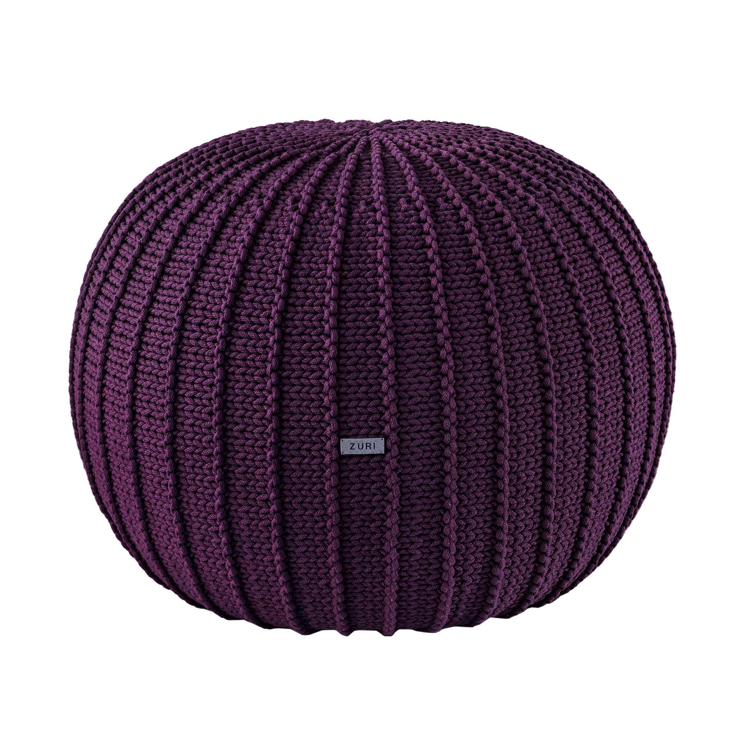 Zuri House Knitted Pouffe, Medium | AUBERGINE