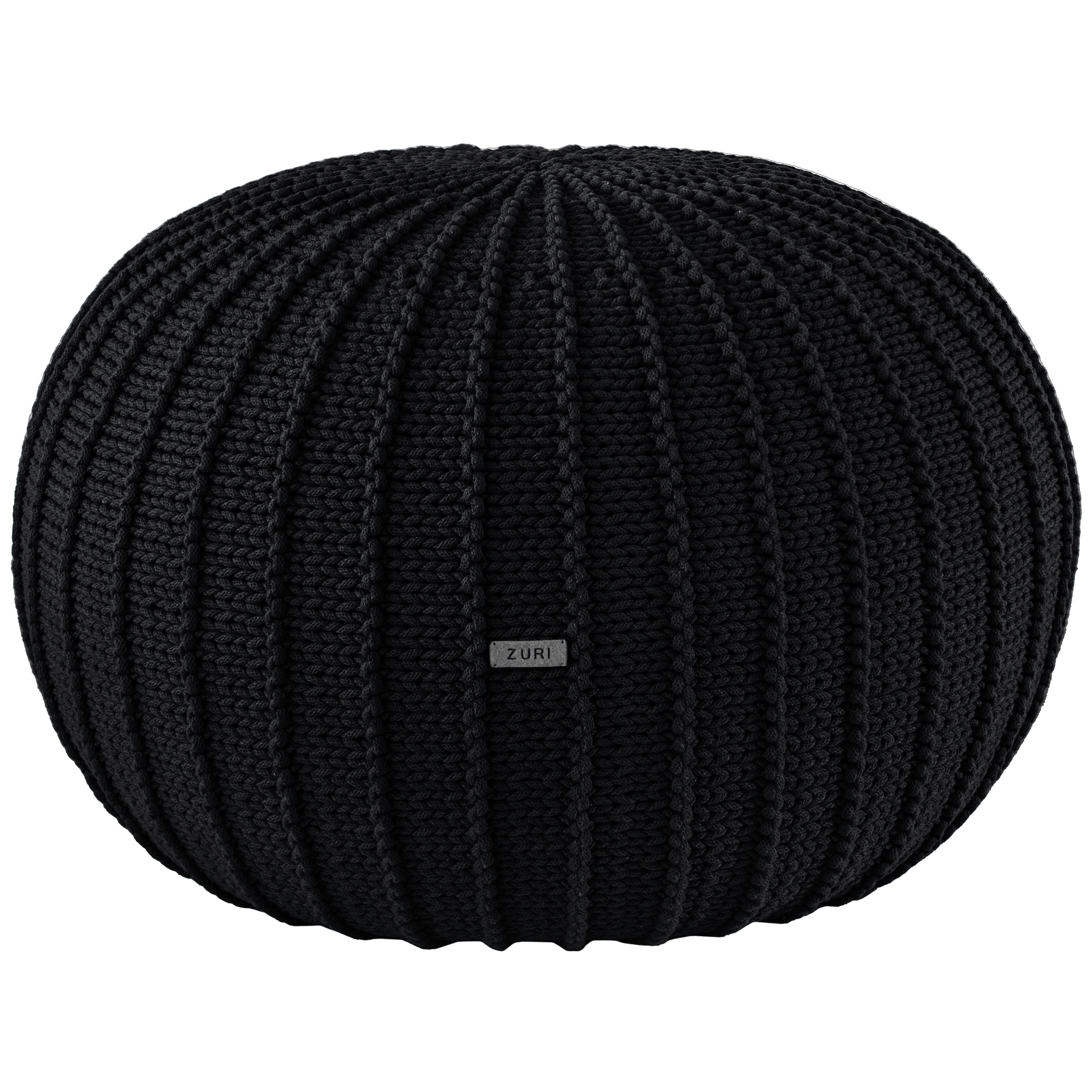 Zuri House Knitted Pouffe, Large | BLACK