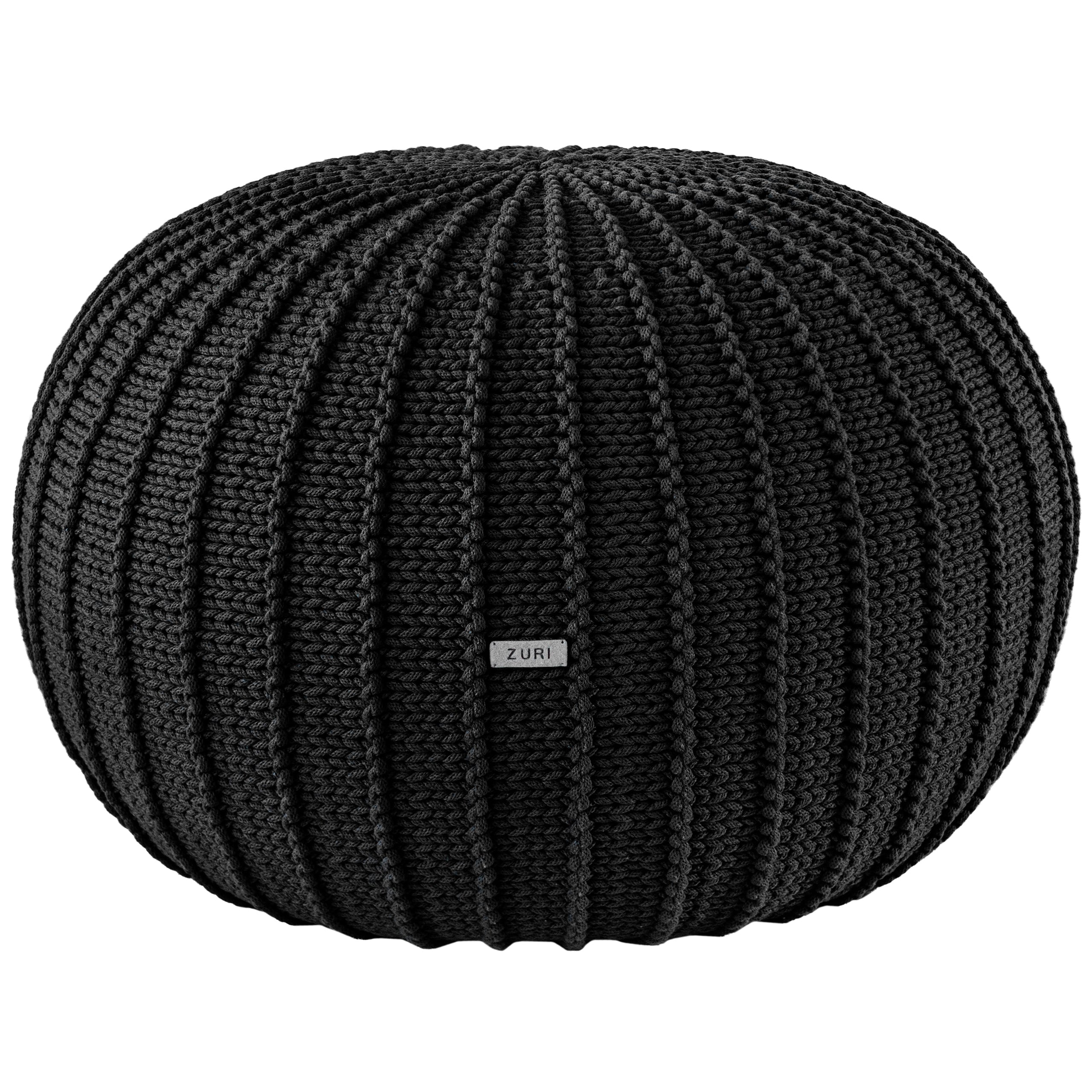 Zuri House Knitted Pouffe, Large | CHARCOAL