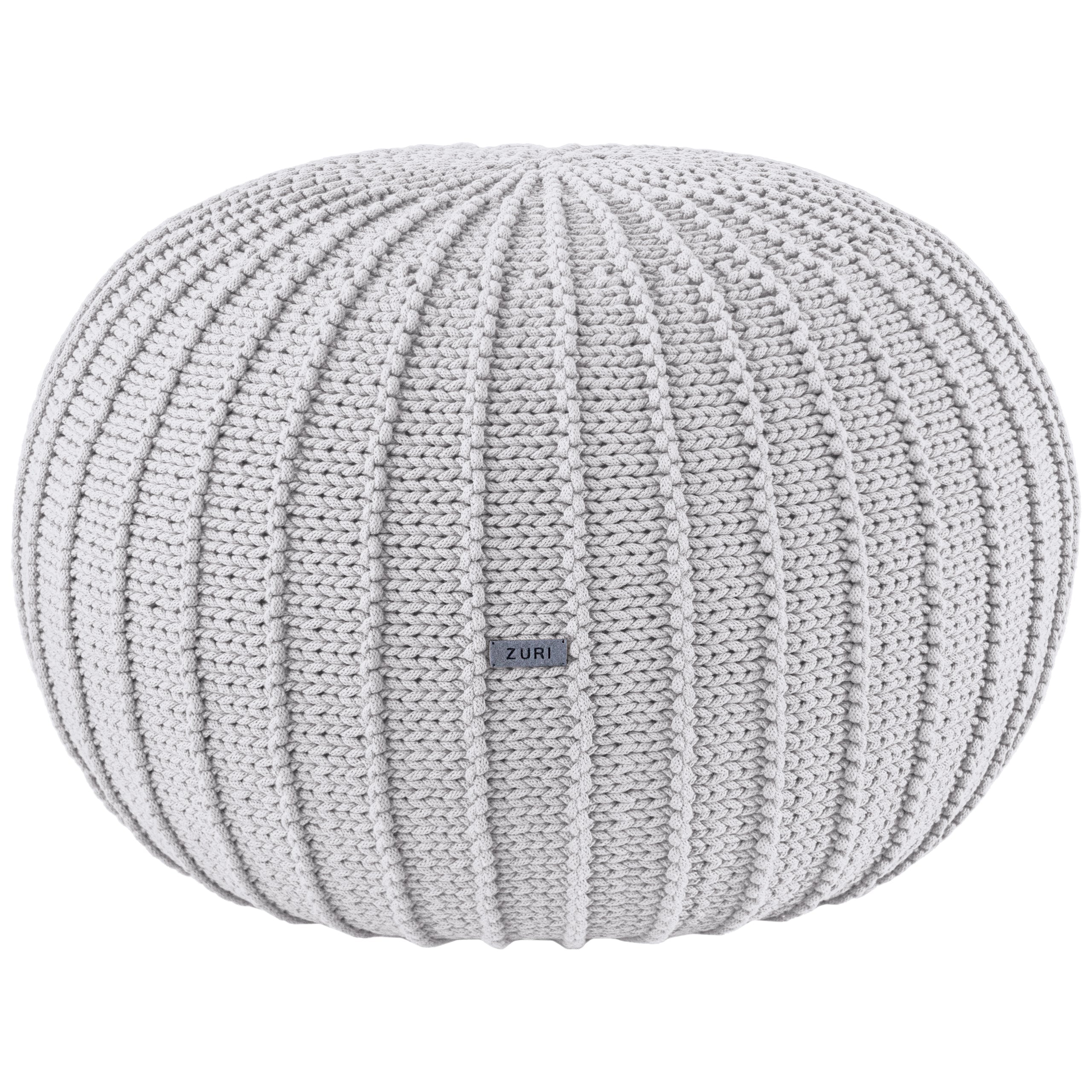 Zuri House Knitted Pouffe, Large | LIGHT GREY